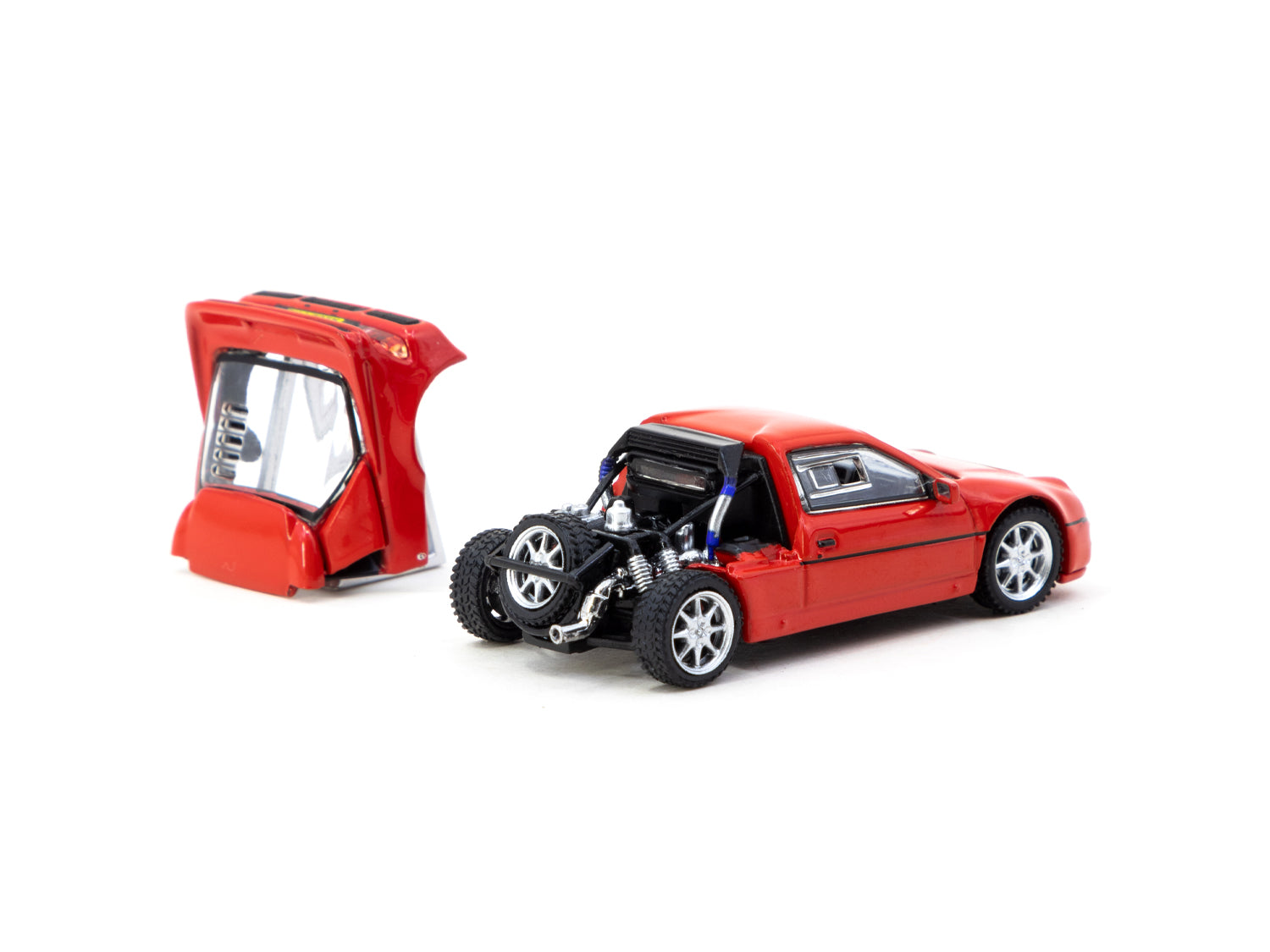 Tarmac Works 1/64 Scale Ford RS200 Diecast Model Car - Red Collectible Miniature Vehicle for Display & Racing Scenes