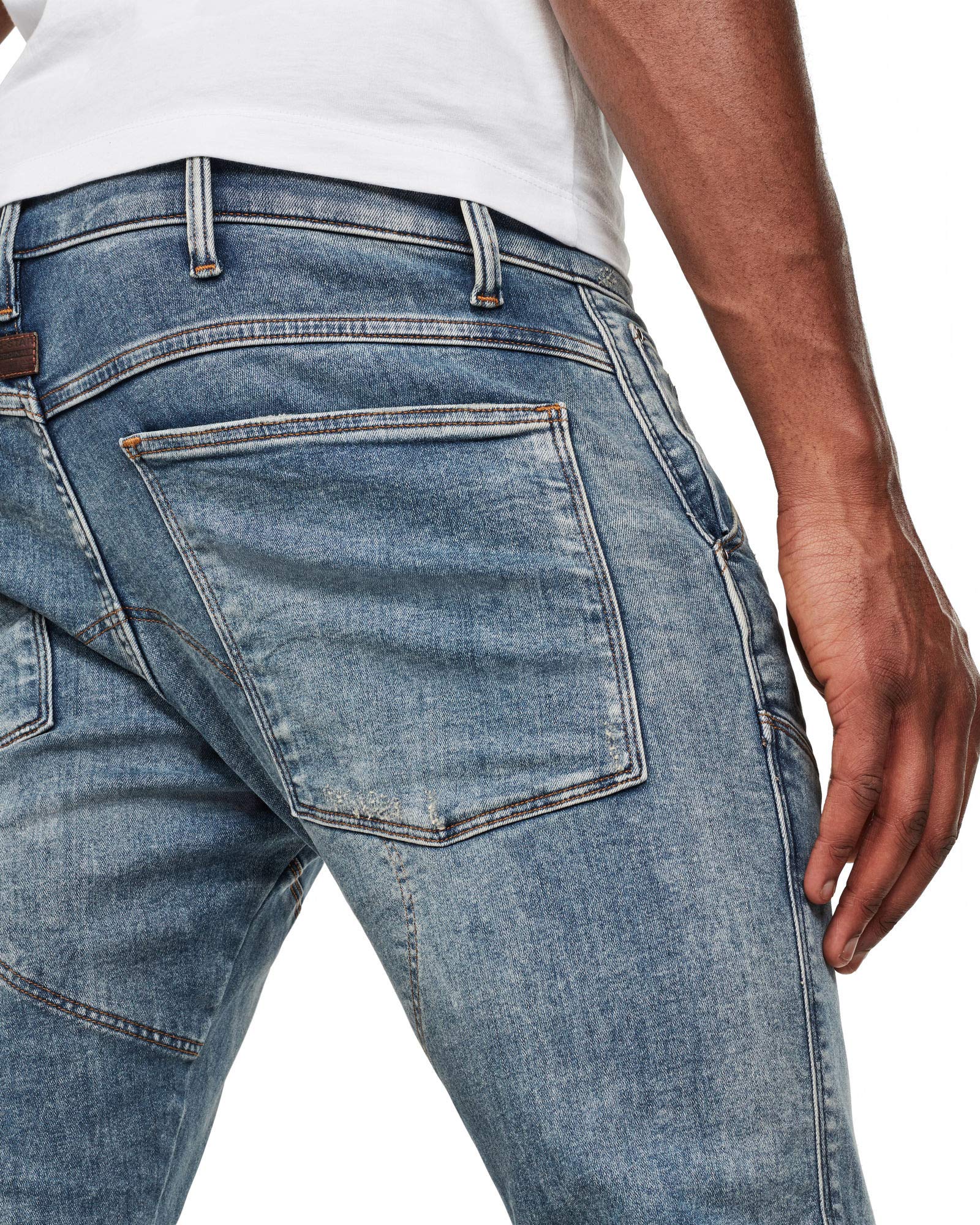 G-Star Raw Men's 5620 3D Skinny Fit Jeans - Light Vintage Aged Destroyed Denim Pants (34W x 30L) | Slim Stretch Comfort for Casual Wear & Night Out