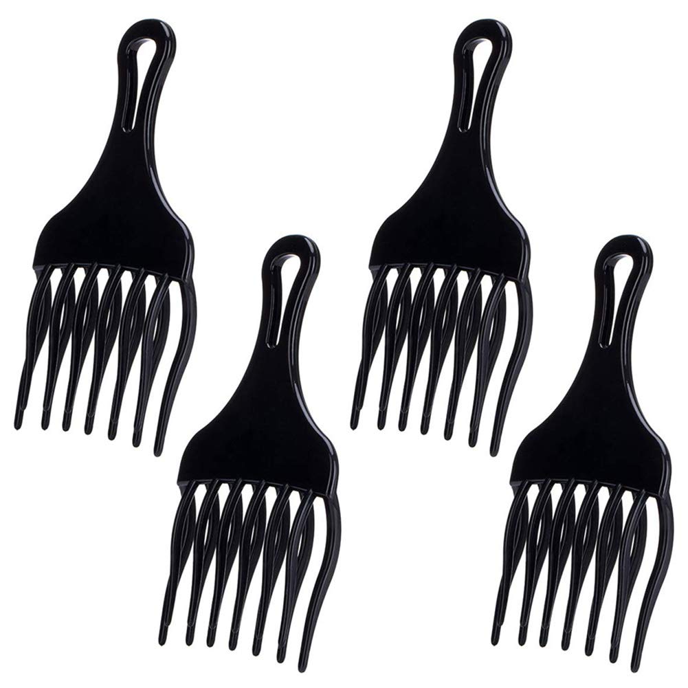 NALCY 4PCS Afro Hair Pick Comb Set - Plastic Wide Tooth Comb for Natural Curls, Perm & Styling - Perfect for Afro Hair, Curly Hair Care & Salon Styling Tools