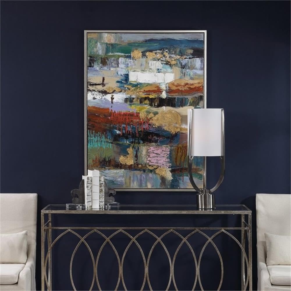 BOWERY HILL Contemporary Abstract Hand Painted Canvas Wall Art - Modern Home Decor for Living Room, Bedroom & Office