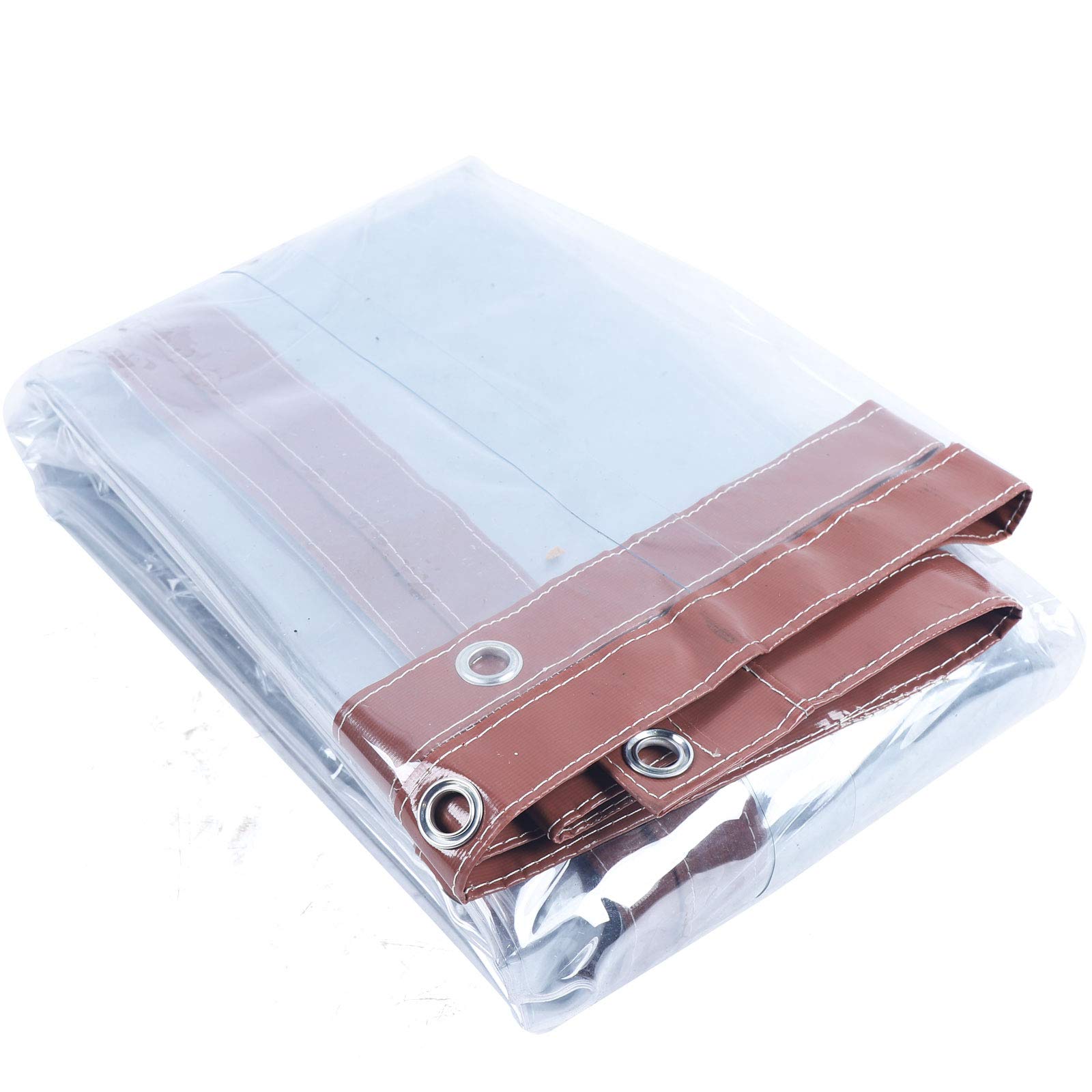 **Waterproof Clear Vinyl Awning - 8x16 Feet (2.5x5m) Commercial Grade Roll-Up Canopy for Patio, Tents & Outdoor Enclosures - UV Resistant & Durable (Brown) - Perfect for Restaurants, Backyards & Event Tents**