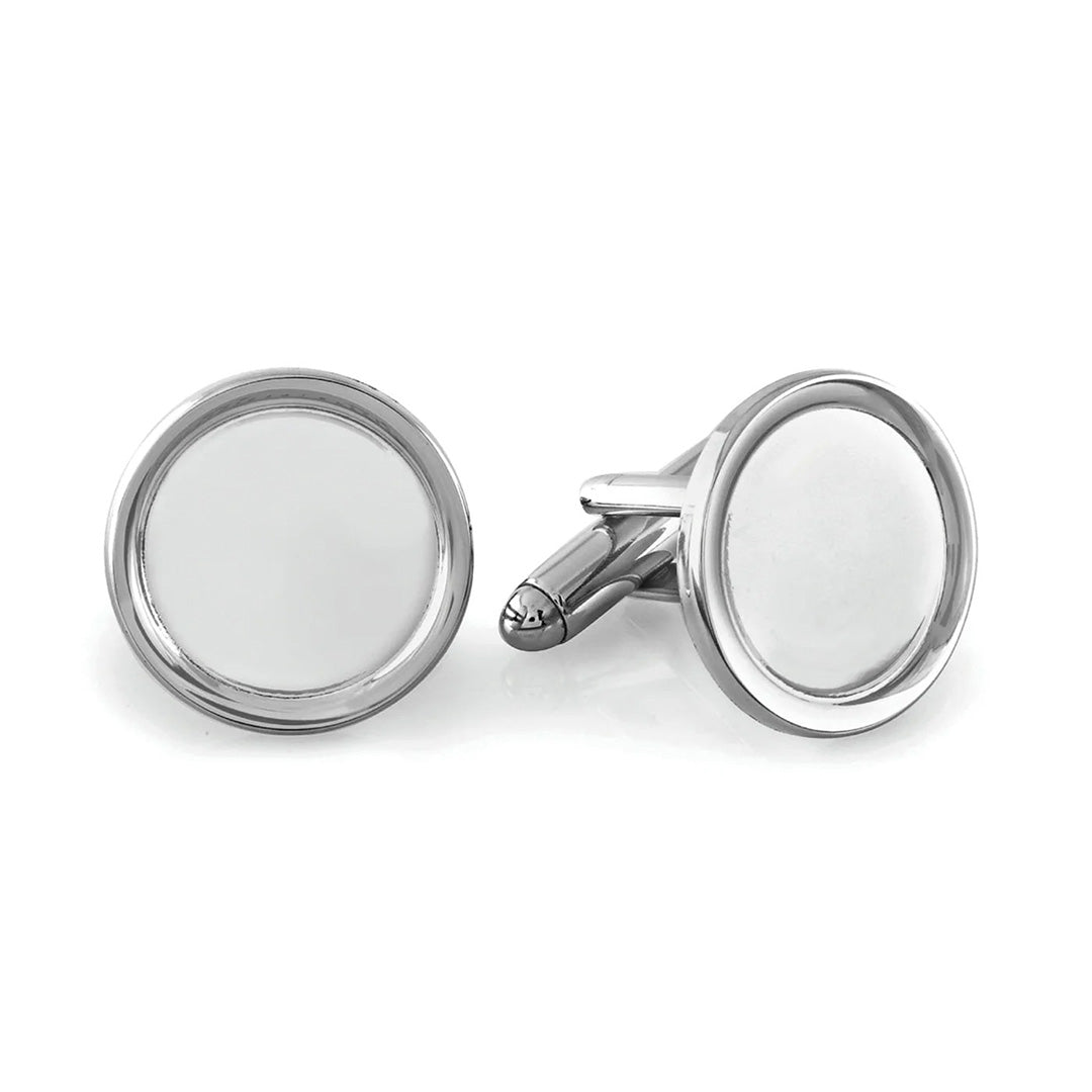 Elegant Silver Plated Round Rim Cufflinks for Men - Perfect for Weddings, Business & Formal Events