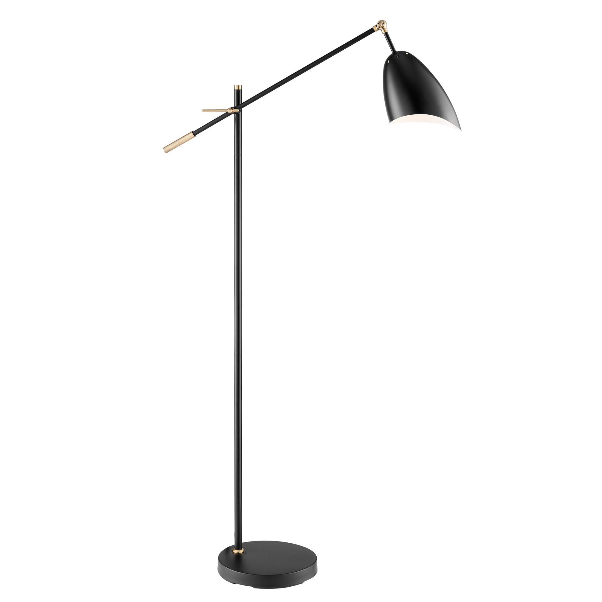 Lite Source Tanko Adjustable Reading Floor Lamp in Black & Antique Brass - Perfect for Living Room, Bedroom, or Office Lighting