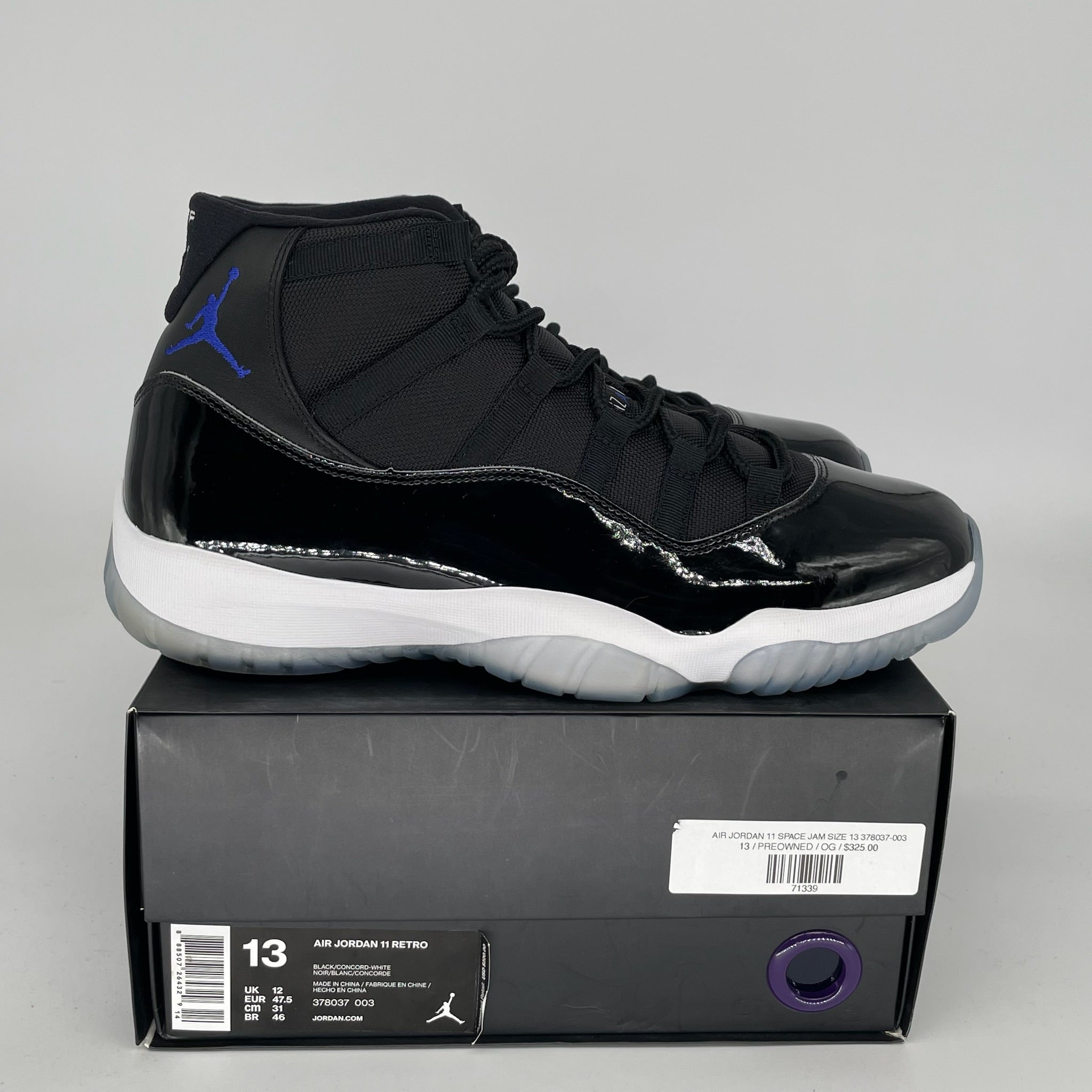 Air Jordan 11 Retro Space Jam Men's Basketball Shoes Size 13 - Black/White 378037-003 | Perfect for NBA Games, Sneaker Collecting & Streetwear Fashion