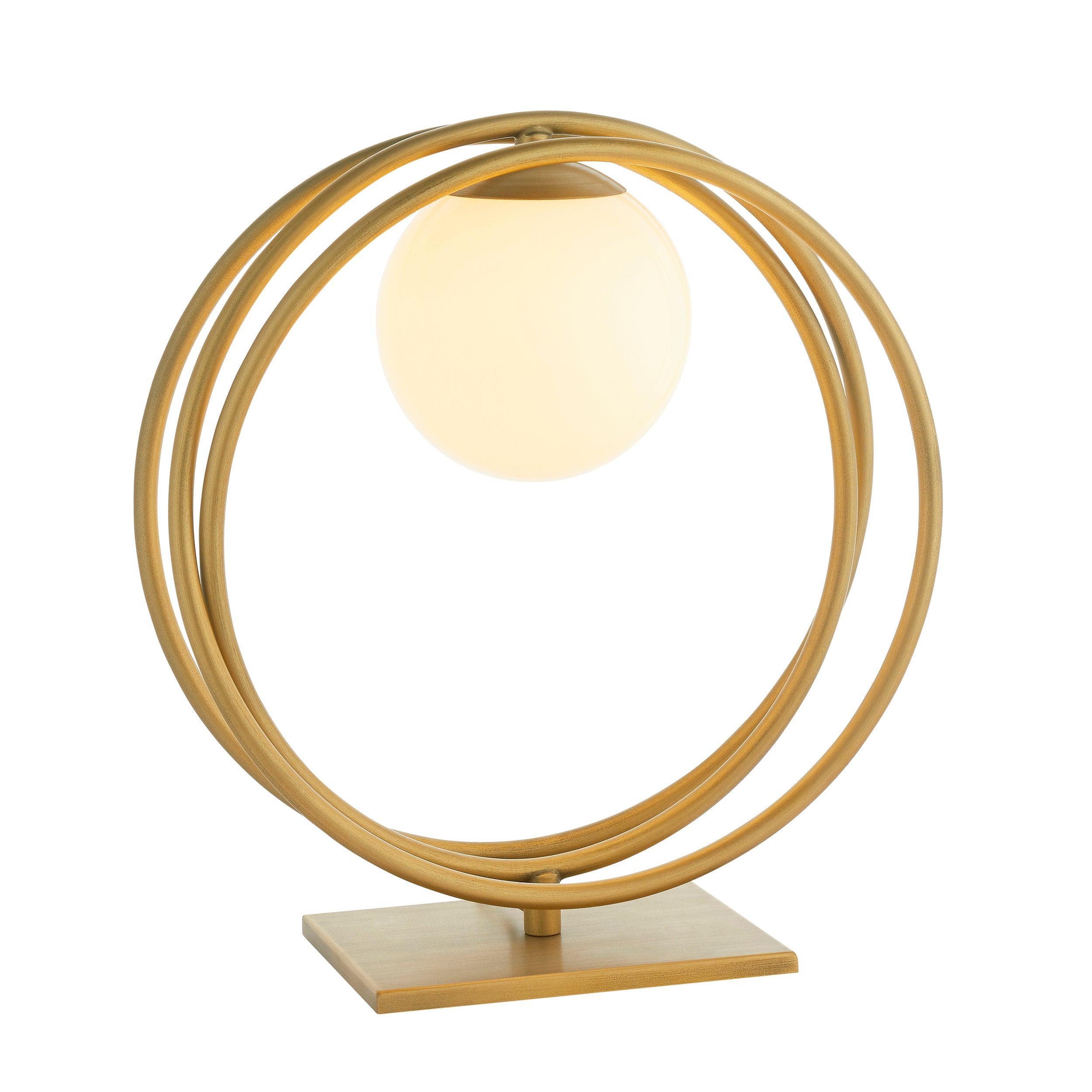 Norfolk Gold & Opal Glass Shade Table Lamp - Vintage Style Bedside Lighting for Living Room, Bedroom & Office Decor