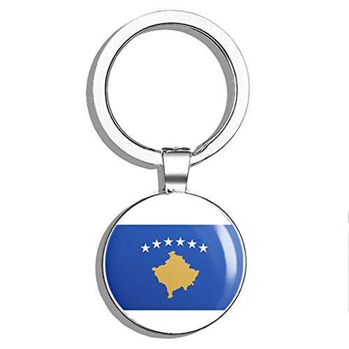 Double-Sided Kosovo Flag Stainless Steel Keychain - Durable Key Ring Holder & Car Key Finder for Travel, Gifts, and Everyday Use