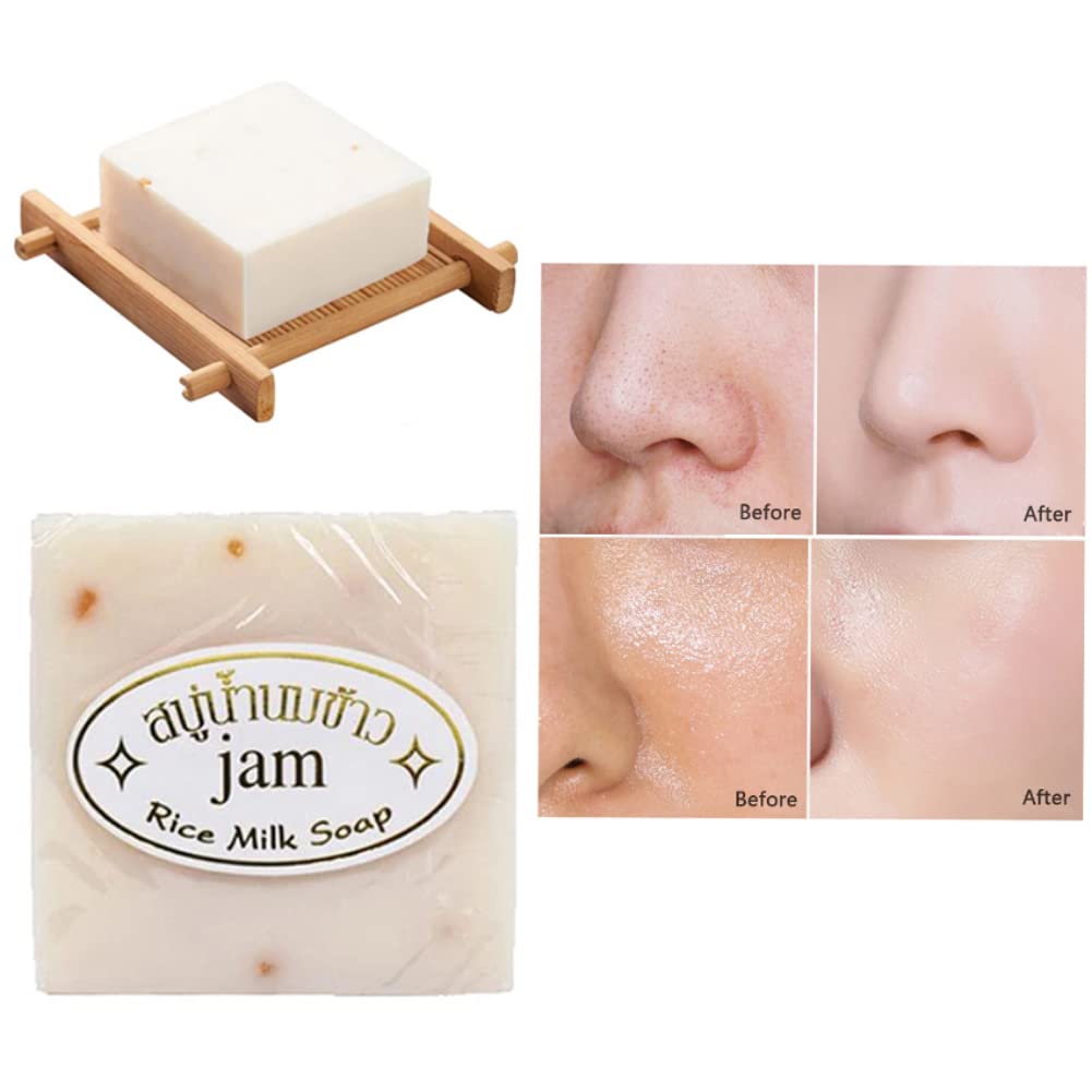 3-Pack Rice Milk Soap Bar for Face & Body - Natural Whitening & Brightening Soap for Dark Skin, Deep Cleansing & Moisturizing - Perfect for Daily Skincare & Gift Sets