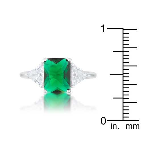 Classic Emerald Rhodium Plated Engagement Ring for Women - Vintage Style Wedding Band, Anniversary Gift, Proposal Jewelry - Perfect for Bridal, Valentine's Day & Special Occasions