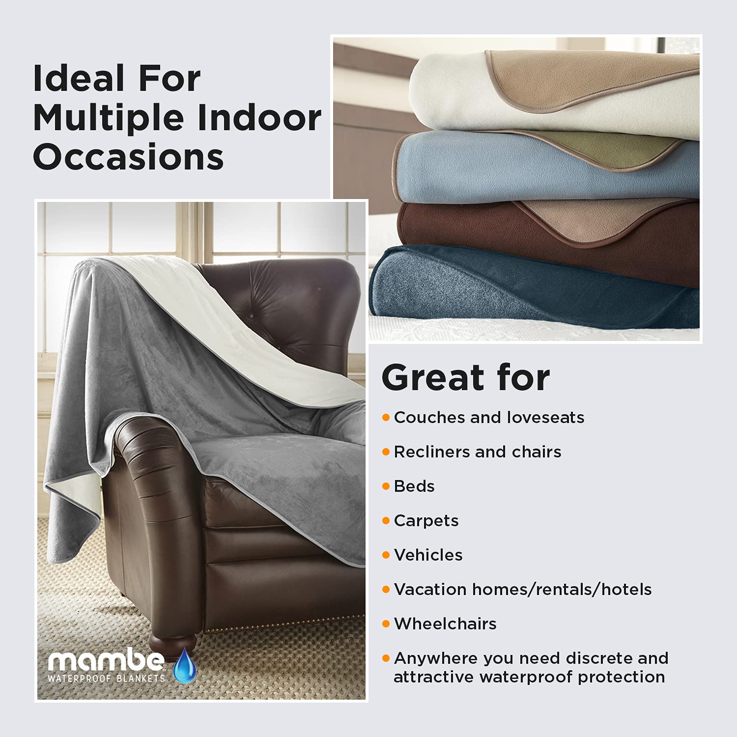 Mambe 100% Waterproof Recliner Cover 70