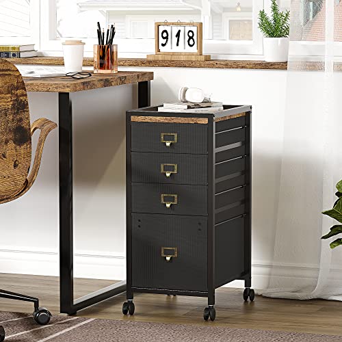 GARVEE 4-Drawer Mobile File Cabinet with Metal Frame & MDF Top - Waterproof, Anti-Corrosive, Rolling Wheels for Home Office Organization | Perfect for Document Storage, Office Supplies & Small Space Solutions