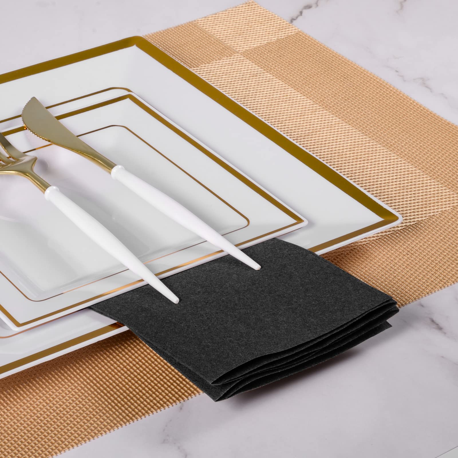 Premium Linen Feel Disposable Dinner Napkins - 100 Pack Decorative Paper Napkins 17