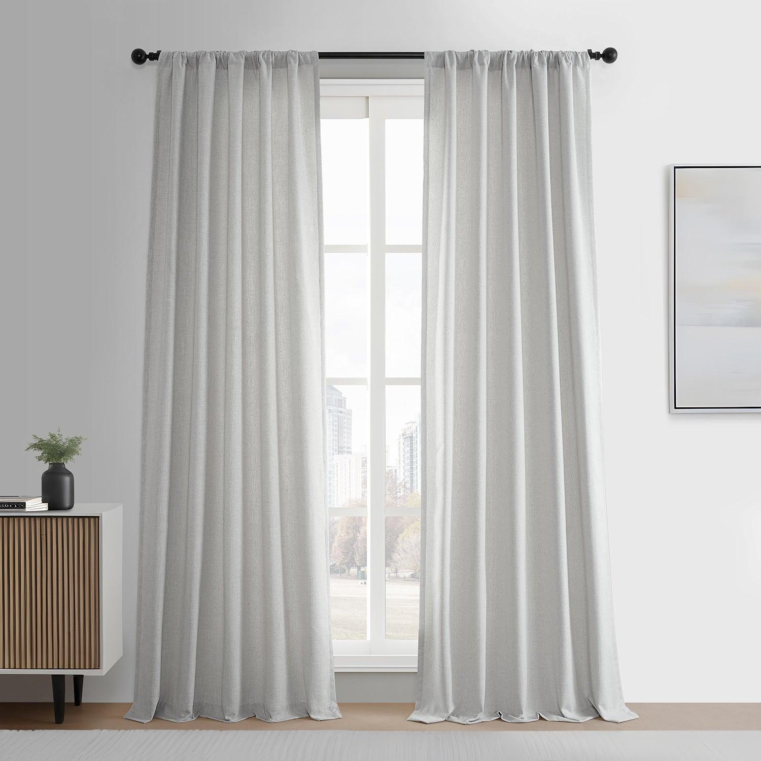 Off White Simply Faux Linen Curtains - Set of 2 Panels, Light Filtering Window Drapes for Living Room & Bedroom, Wrinkle-Resistant Home Decor