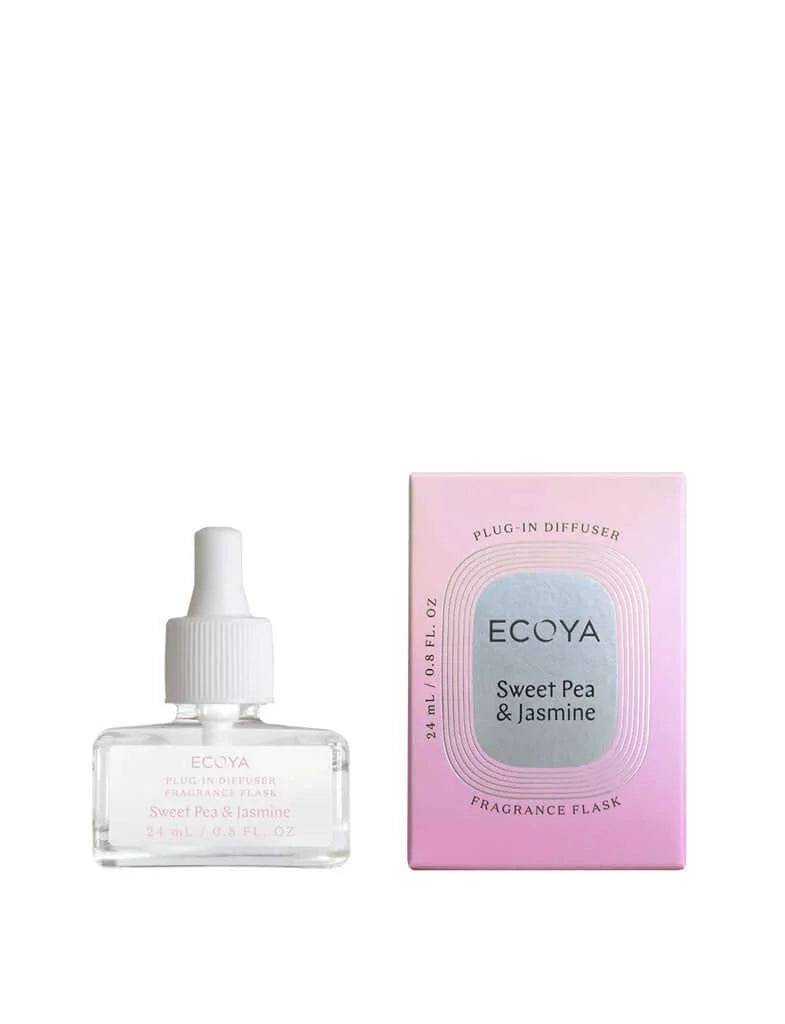 Ecoya Plug-In Essential Oil Diffuser with Sweet Pea & Jasmine Fragrance - Aromatherapy for Home, Office & Spa Relaxation