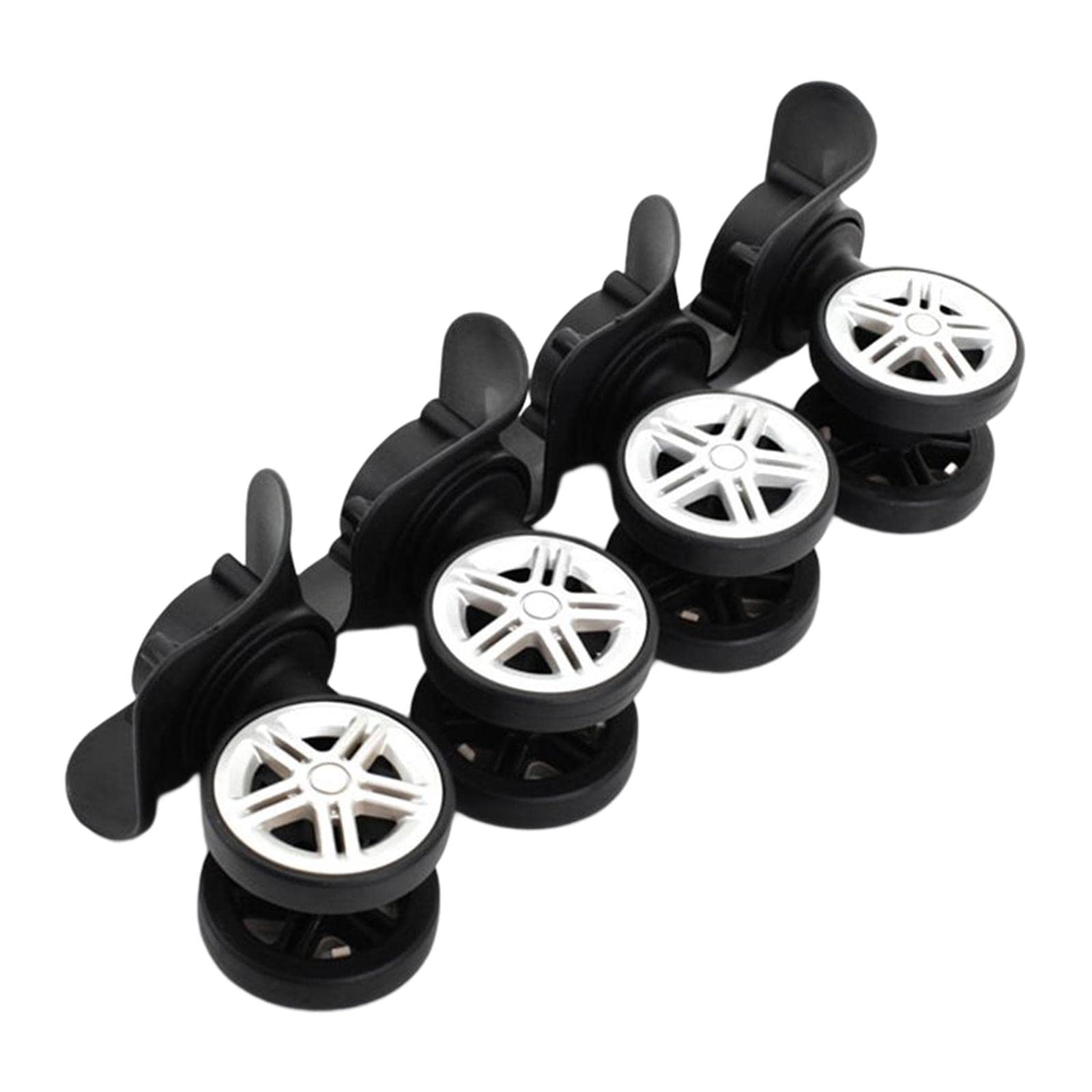 4-Pack Black Swivel Luggage Wheels - Replacement Suitcase Casters for Travel Trolley Repair - Durable Suitcase Accessories for Smooth Rolling (Ideal for Business Trips & Vacation Luggage)