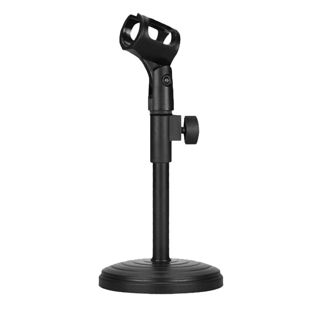 Almencla Adjustable Foldable Desk Microphone Stand with Mic Clip - Portable Mic Holder for Podcasting, Streaming, Online Meetings & Lectures - Perfect for Home Office, Studio & Classroom Use