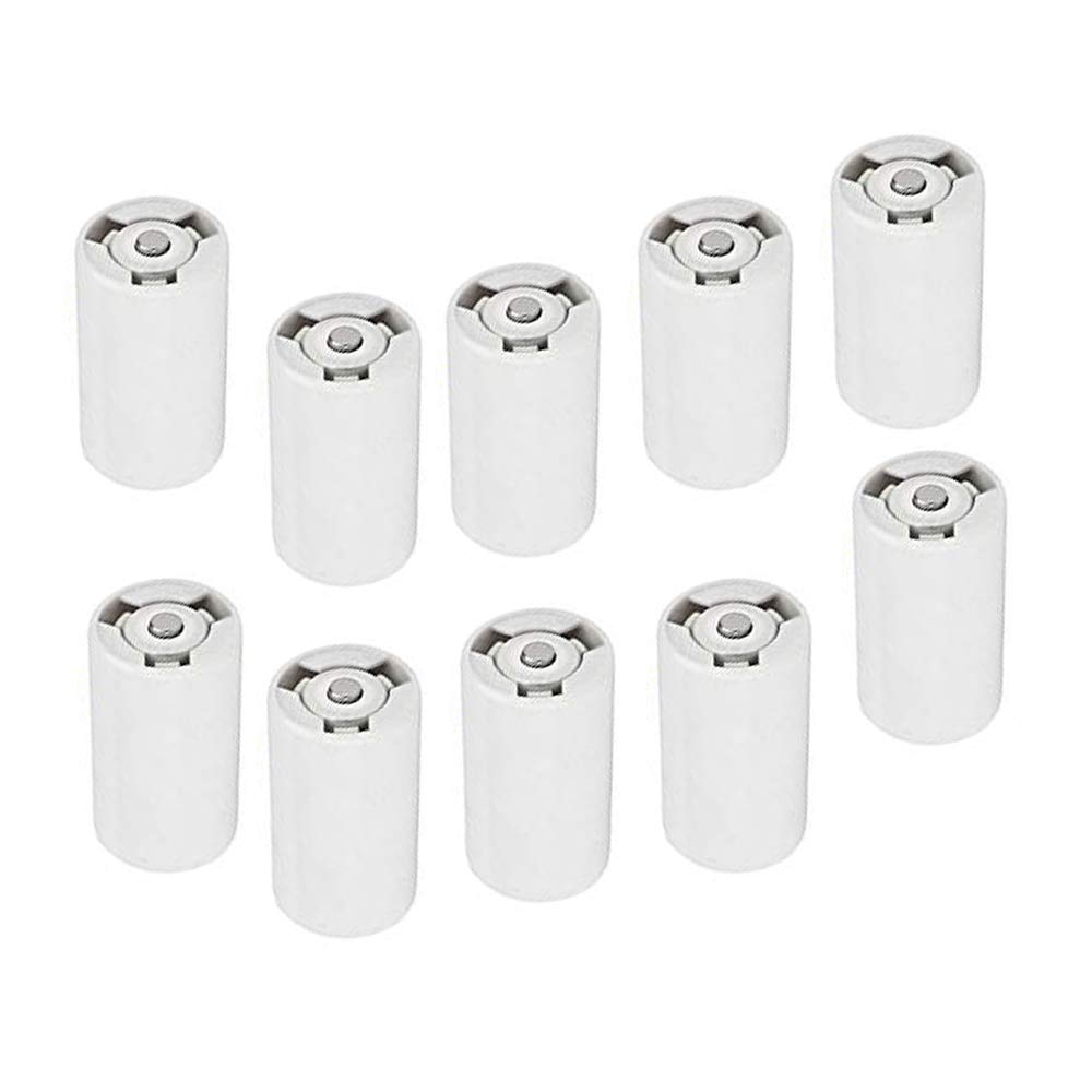 10-Pack White C Size Battery Spacers - AA to C Size Battery Adapters (No Batteries Included) for Flashlights, Toys, and Electronic Devices