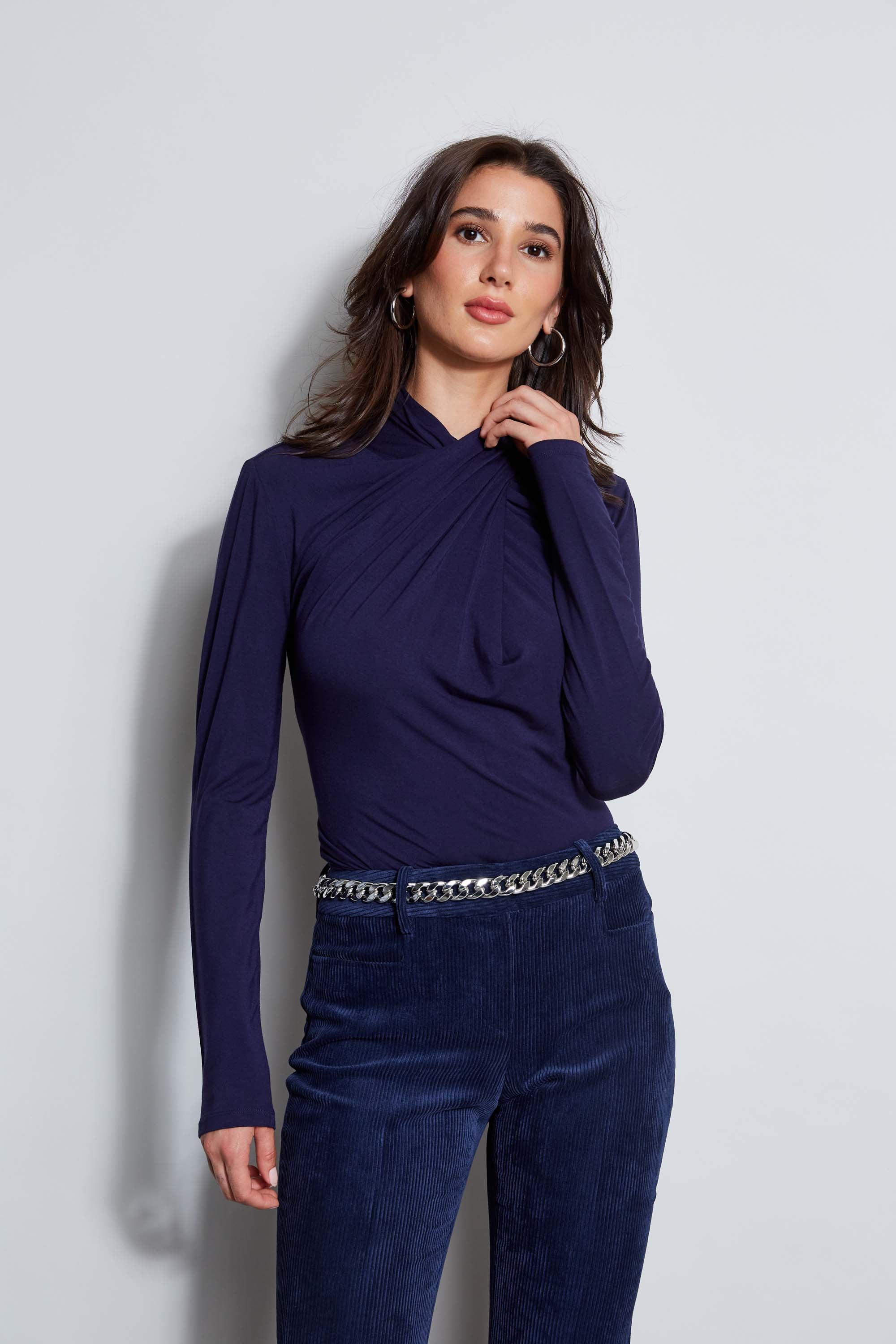 Long Sleeve Twist Neck Knit Top for Women | Stylish Casual & Office Wear | Perfect for Fall & Winter Outfits