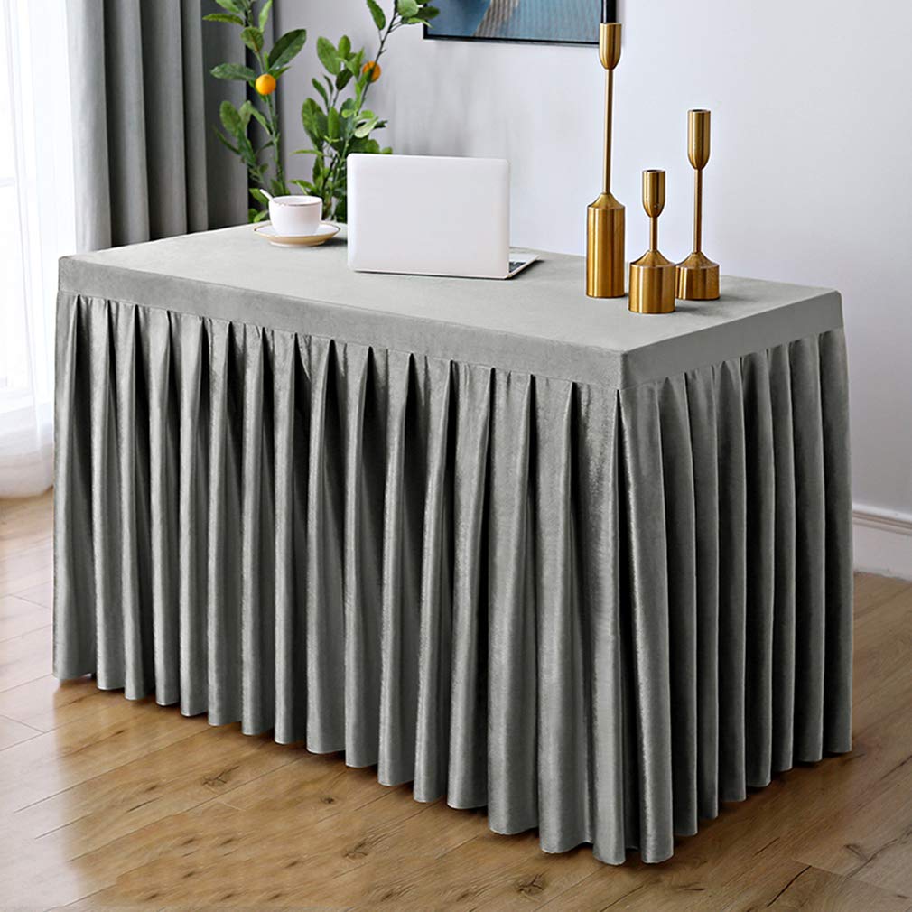 Premium Velvet Rectangle Tablecloth - Stain Resistant & Washable Conference Table Cover with Skirt for Office, Business Meetings & Exhibitions | Durable Table Protector for Formal Events & Professional Settings