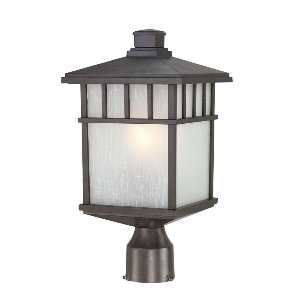Dolan Designs 9116-34 Barton 1 Light Outdoor Post Light Fixture - Olde World Iron Finish - Vintage Style Exterior Lighting for Porch, Garden, Pathway & Yard Decor