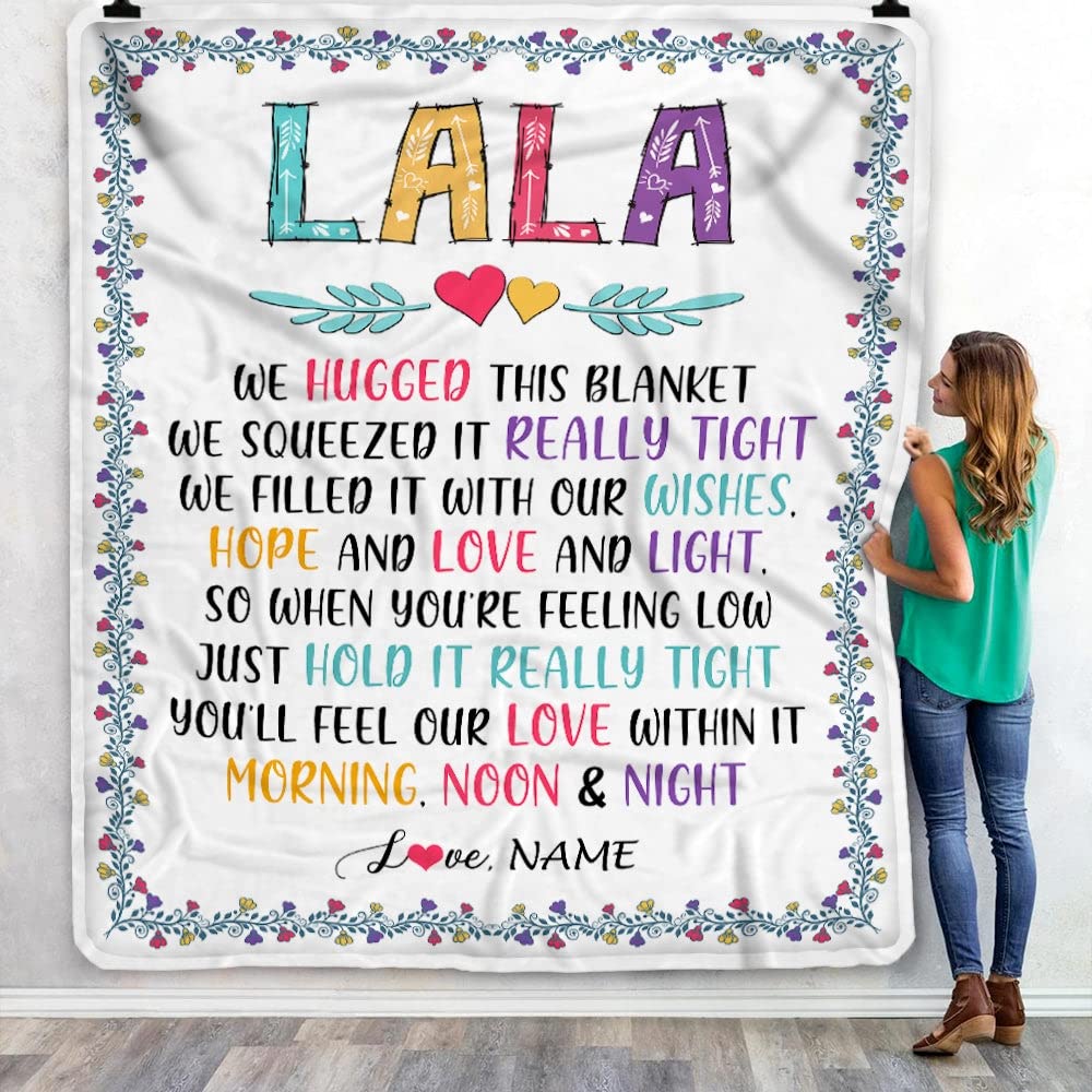 79 Personalized Lala Fleece Blanket for Grandma - Custom Photo Gift from Grandkids - 30x40 Inch Baby Blanket - Birthday, Mother's Day & Christmas Present - Soft Huggable Throw for Cuddling & Napping
