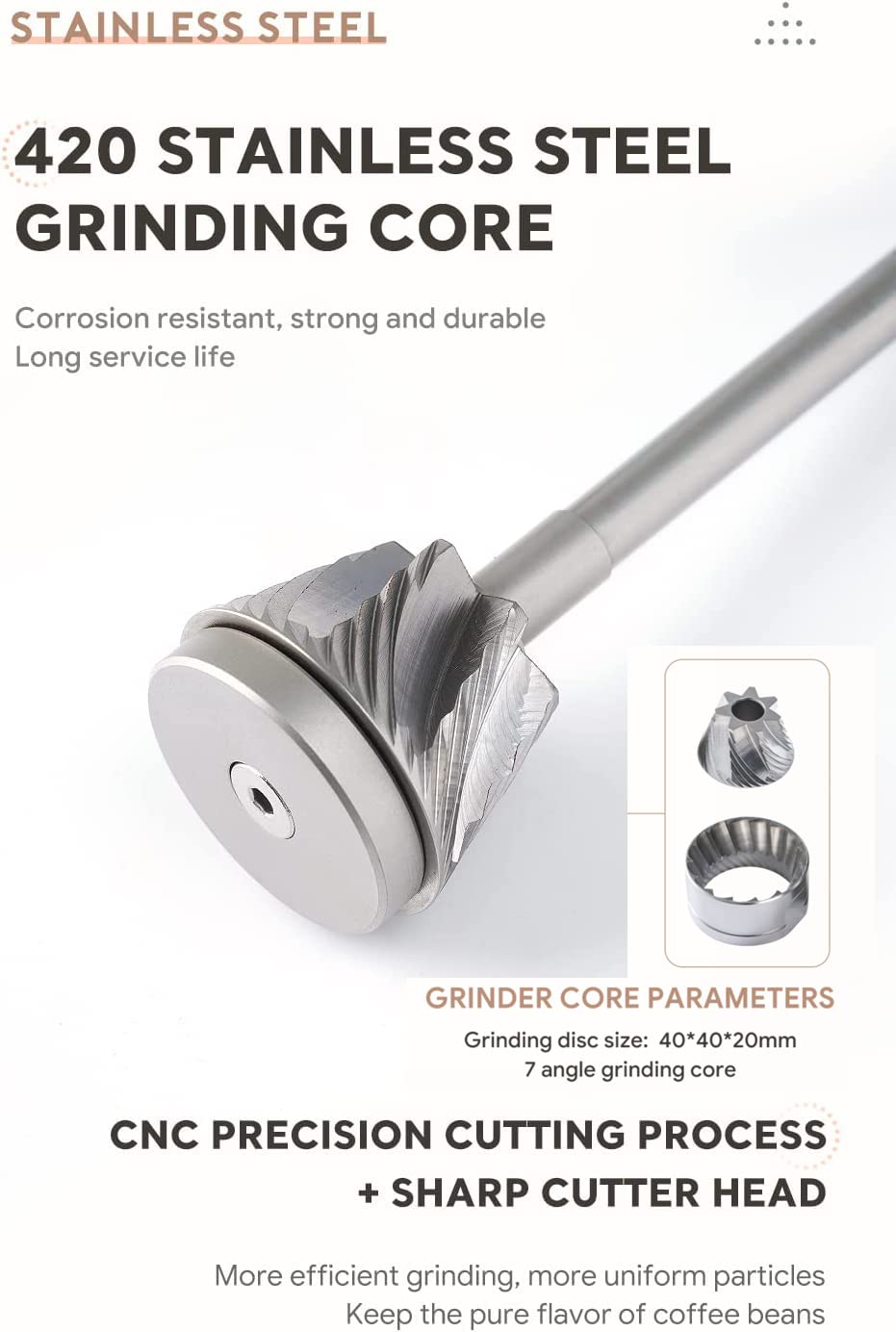 Premium Manual Coffee Grinder - 30g Capacity with CNC Stainless Steel Conical Burr, Silicone Anti-Skid Ring - Perfect for Pour Over, French Press & Espresso - Ideal Coffee Enthusiast Gift for Home, Office & Travel