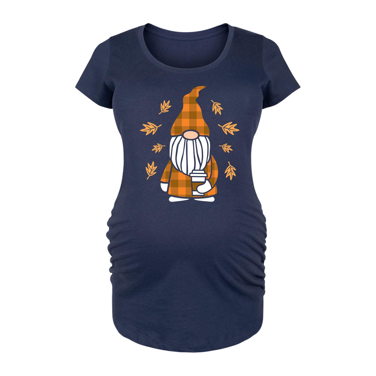 Bloom Maternity Fall Gnome Maternity Scoop Neck T-Shirt - Comfortable Pregnancy Tee for Casual Wear & Baby Showers