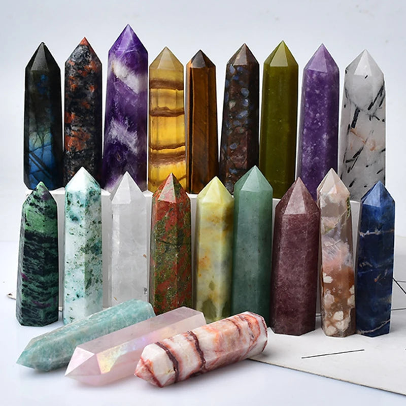 Natural Green Moss Agate Crystal Point - 60-70mm Transparent Quartz Stone for Home Decor, Feng Shui, Jewelry Making & Healing Meditation (1PC)