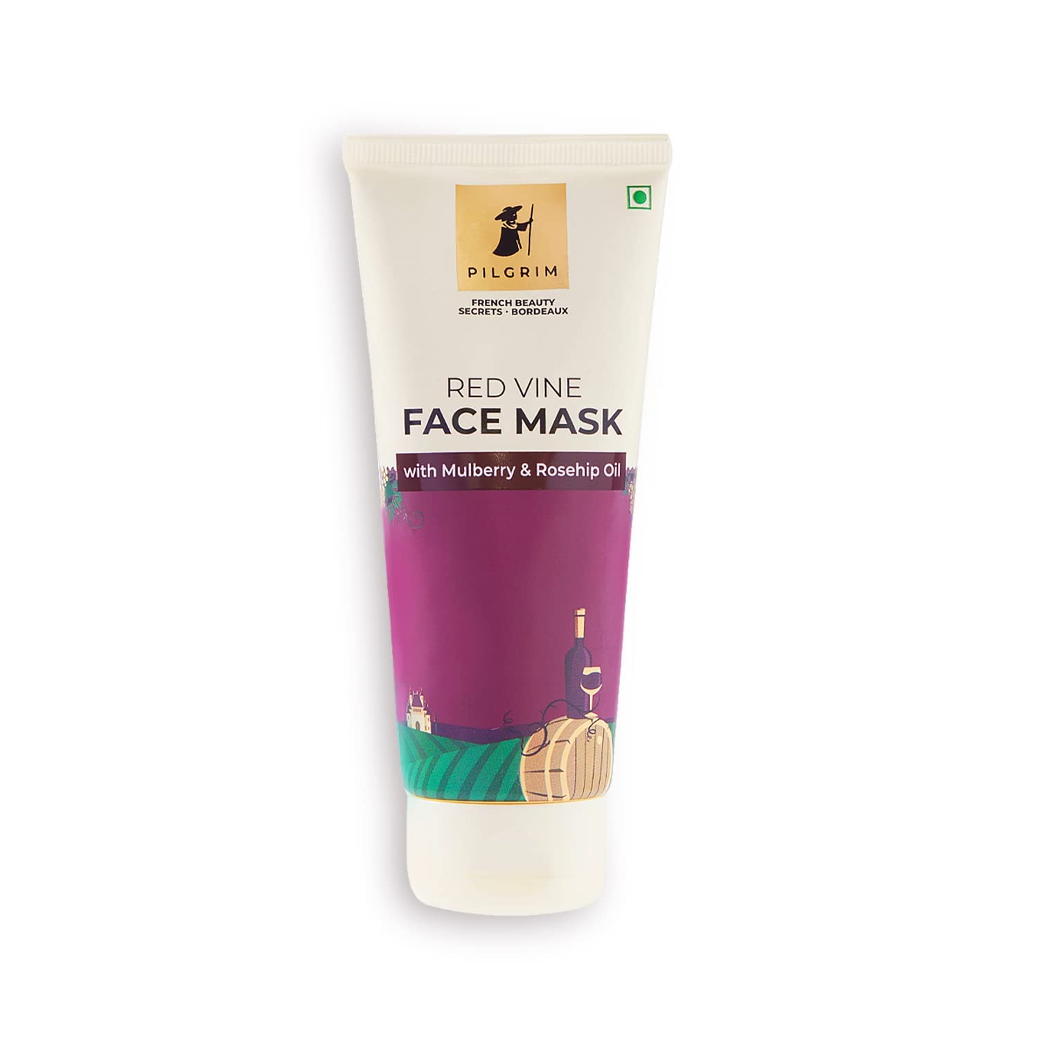 Pilgrim Anti-Aging Red Vine Face Mask with Mulberry Extracts & Rosehip Oil - Brightens Skin, Reduces Dark Spots & Blackheads - 100g - Perfect for Daily Skincare & Spa Treatments