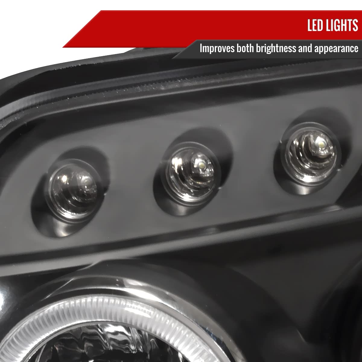 03-05 Toyota 4Runner SUV SR5 Black LED Halo Projector Headlights - High Performance Replacement Lamps for Night Driving & Off-Road Adventures