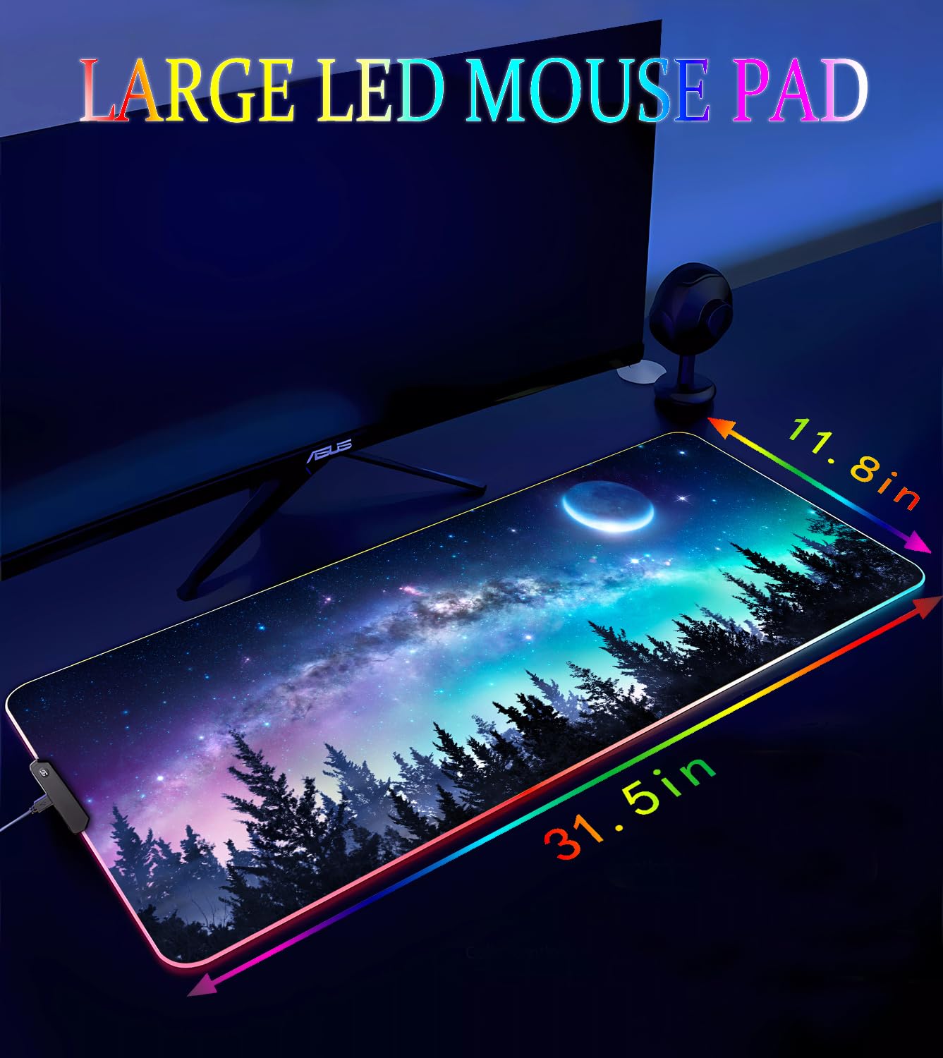RGB Gaming Mouse Pad with LED Lights - Large 31.5