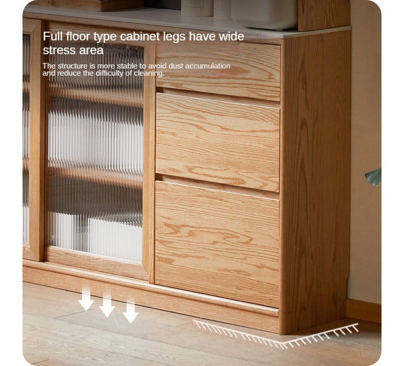 Solid Oak Wood Rock Board - Nordic Style Ultra-Thin Sideboard for Living Room, Bedroom & Dining Room Storage