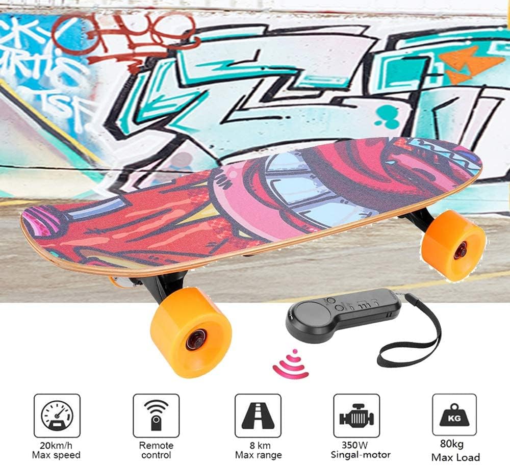 Caroma Electric Skateboard with Remote Control - 12.4 MPH Max Speed, 8 Mile Range - 3 Speed Modes Electric Longboard for Adults & Teens - Perfect for Commuting, Campus Travel & Outdoor Adventures
