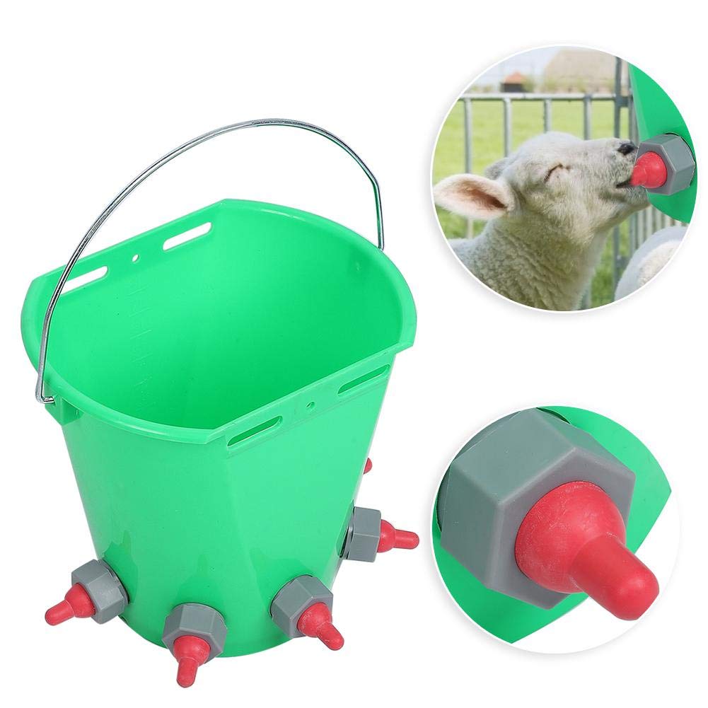 Zerodis 8L Large Capacity Plastic Milk Feed Bucket with Multiple Nipples - Durable Animal Feeding Pot for Cattle, Sheep, Goats & Livestock - Perfect for Farm, Ranch & Dairy Feeding