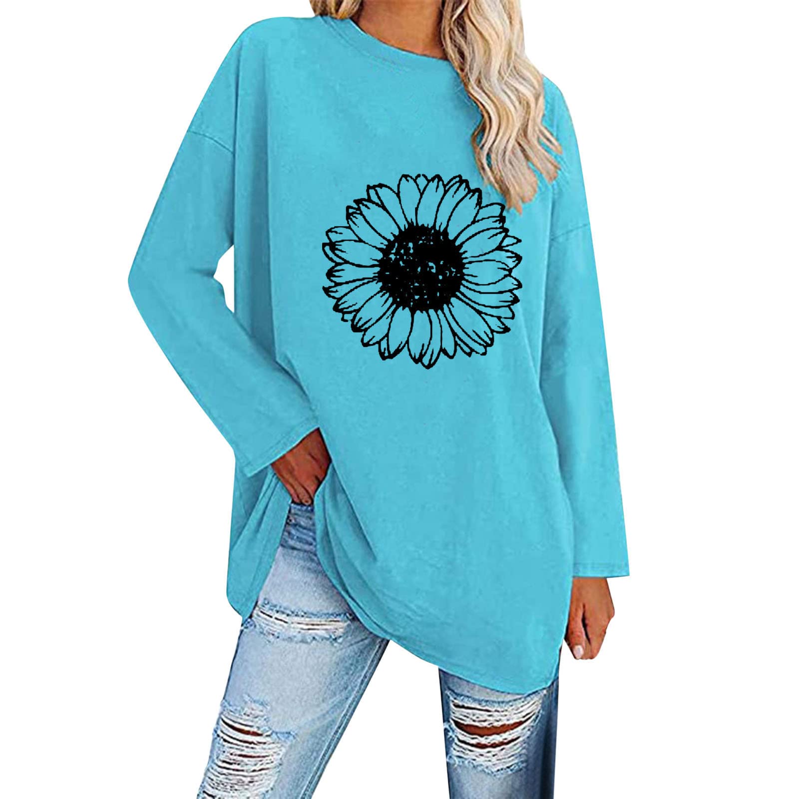 Cookie Women's Casual Long Sleeve Crew Neck T-Shirt - Loose Fit Cute Blouse for Fall | Comfortable Everyday Wear & Layering Outfits