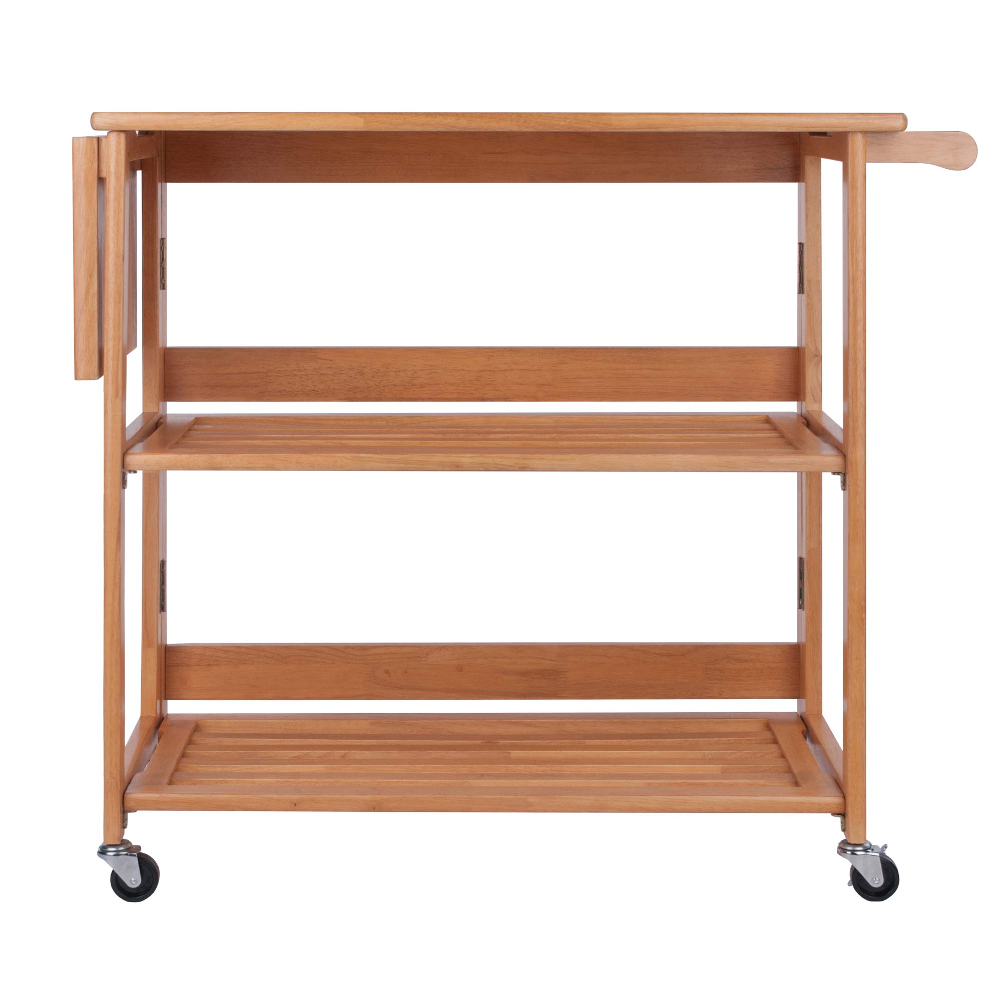 Winsome Radley Light Oak Kitchen Cart - Rolling Island with Storage Shelf for Small Spaces, Kitchen & Dining Room Organization