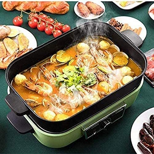 2-in-1 Electric Charcoal Grill & Hot Pot Combo - Indoor/Outdoor BBQ Grill with Integrated Cooker - Perfect for Backyard Parties, Camping & Family Gatherings (Green)