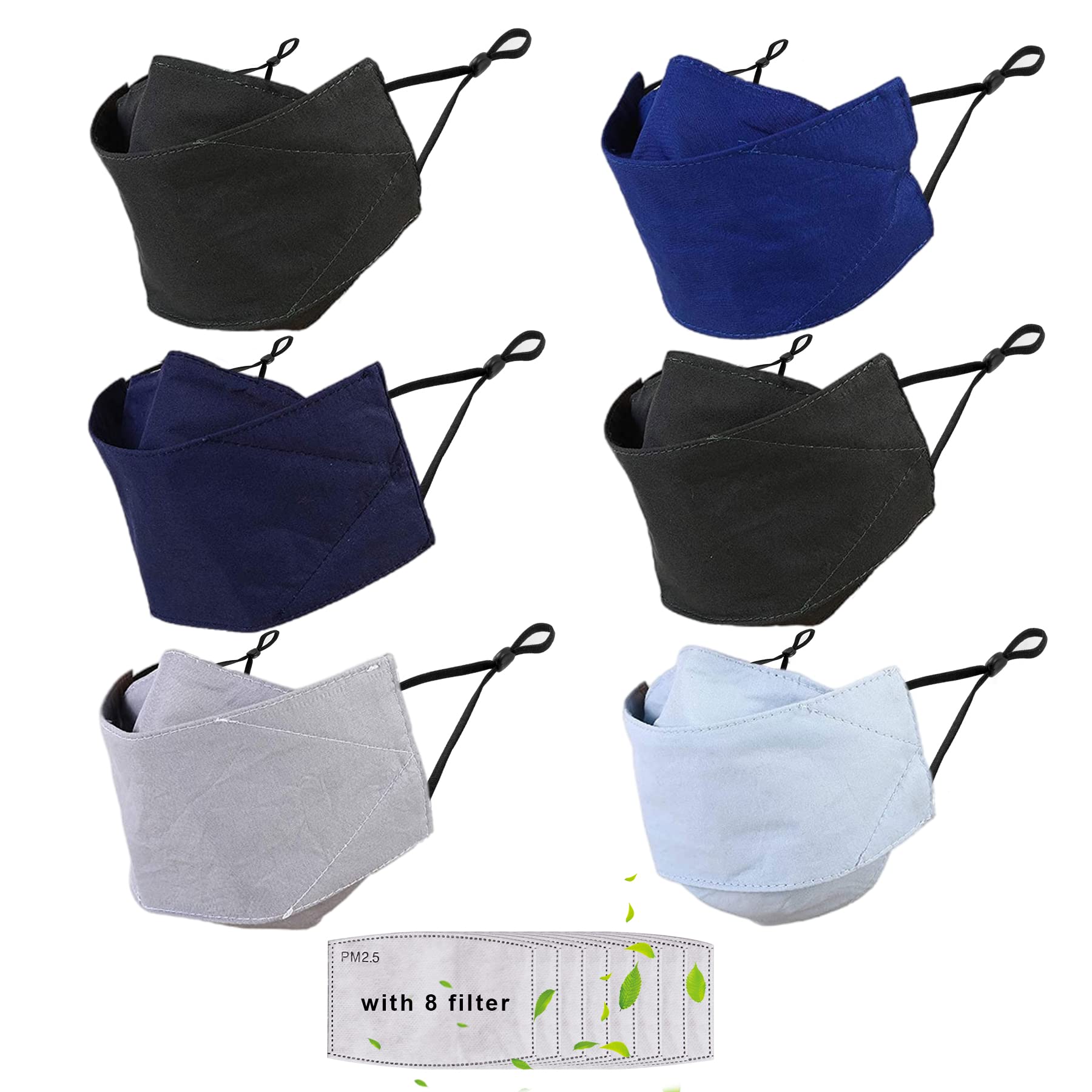 6PCs Washable Cloth Face Masks - Adjustable & Breathable for Daily Protection