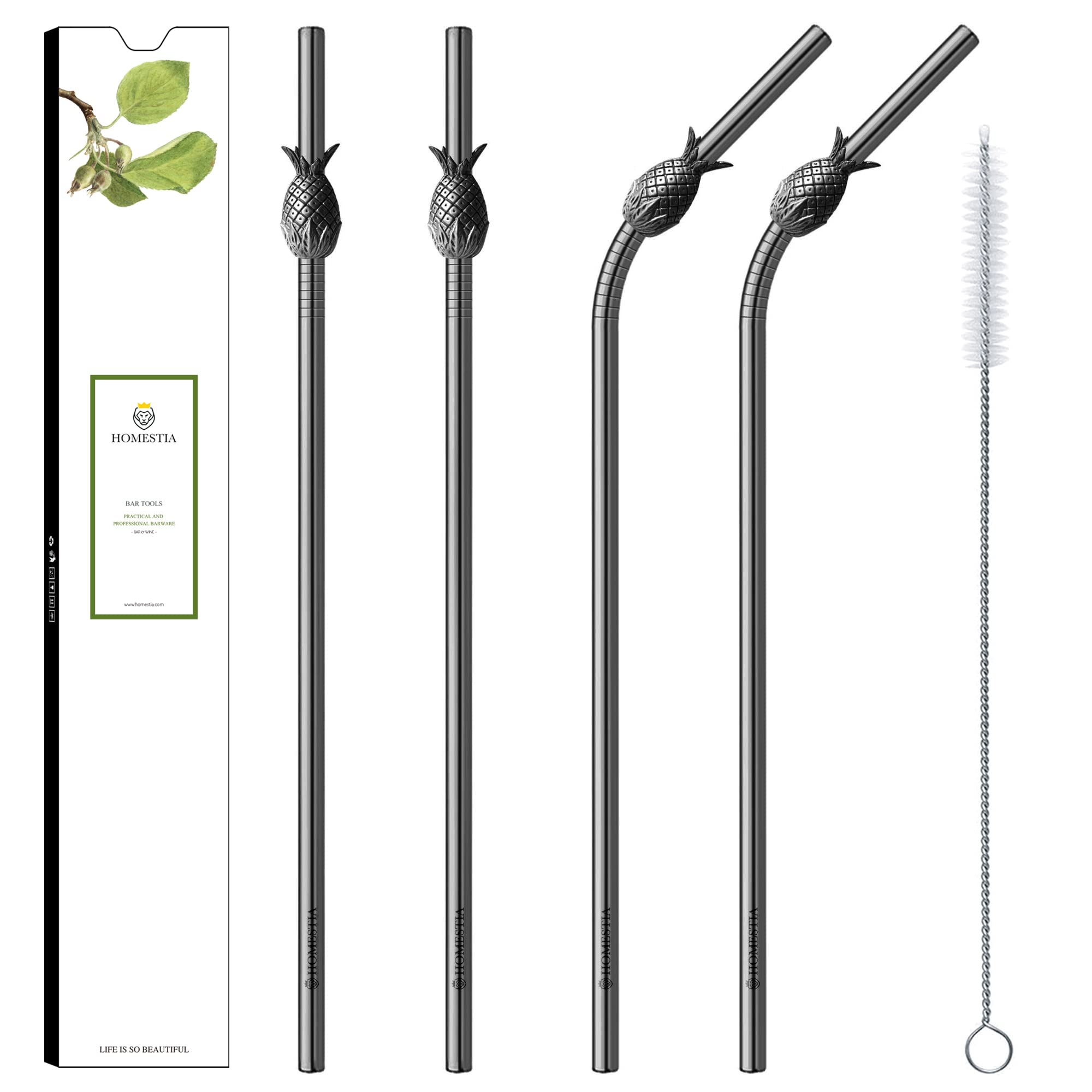 Homestia Reusable Stainless Steel Drinking Straws - 10.5
