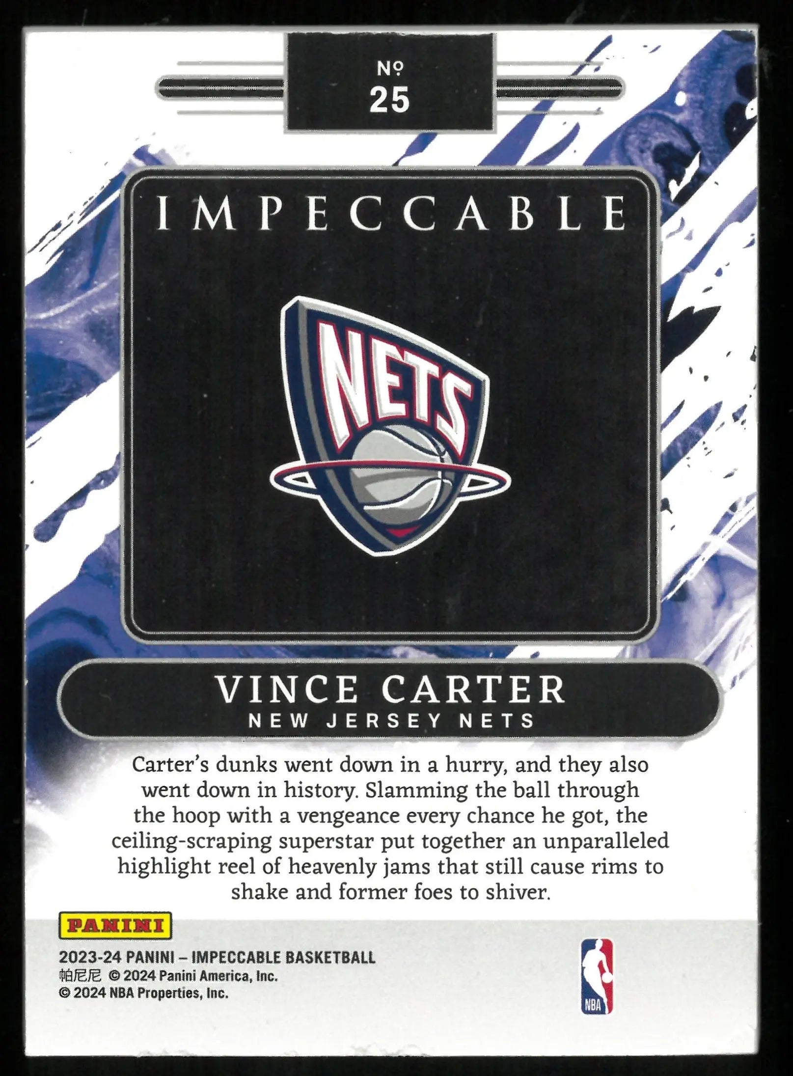 2023-24 Panini Impeccable Vince Carter Basketball Card 1 Troy Ounce Silver Gold Foil /10 - Rare Collectible for NBA Fans & Sports Memorabilia Enthusiasts