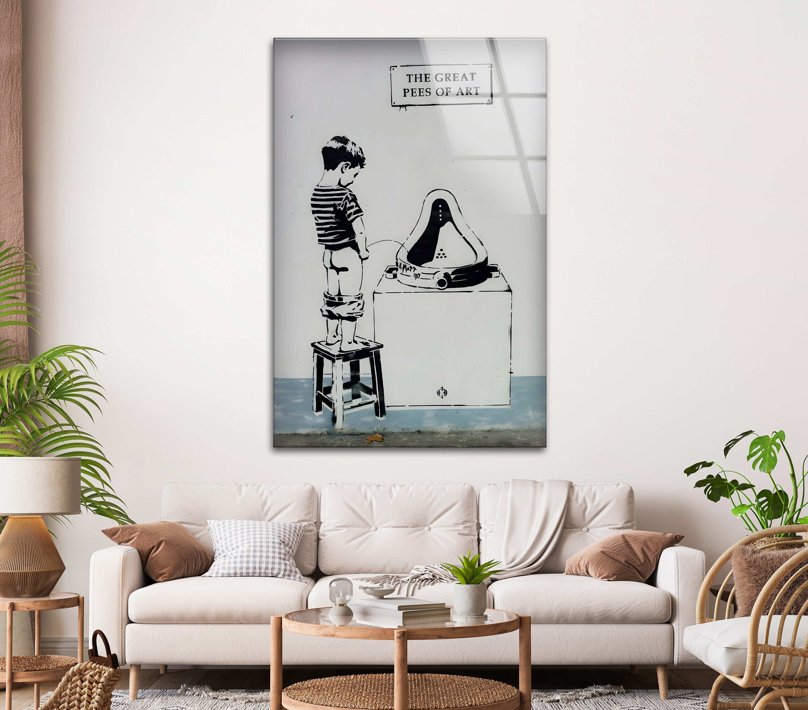 Banksy Inspired Street Art Canvas - Black & White Urban Wall Decor for Living Room, Bedroom & Office | Modern Graffiti Art Print