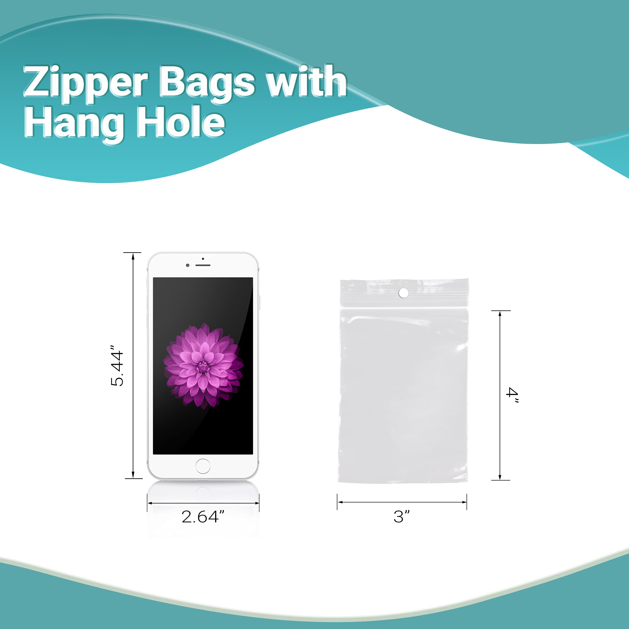APQ 1000 Pack Heavy Duty 4 Mil Polyethylene Zipper Bags with Hang Hole, 3x4 Inches - Seal Top Closure for Industrial, Food Storage & Organization | Perfect for Bulk Snacks, Hardware, Crafts & Retail Display