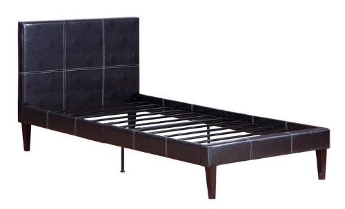 Poundex Brown Wooden Bed Frame - Queen Size Bed with Storage, Sturdy & Modern Design for Bedroom, Guest Room, or Dorm