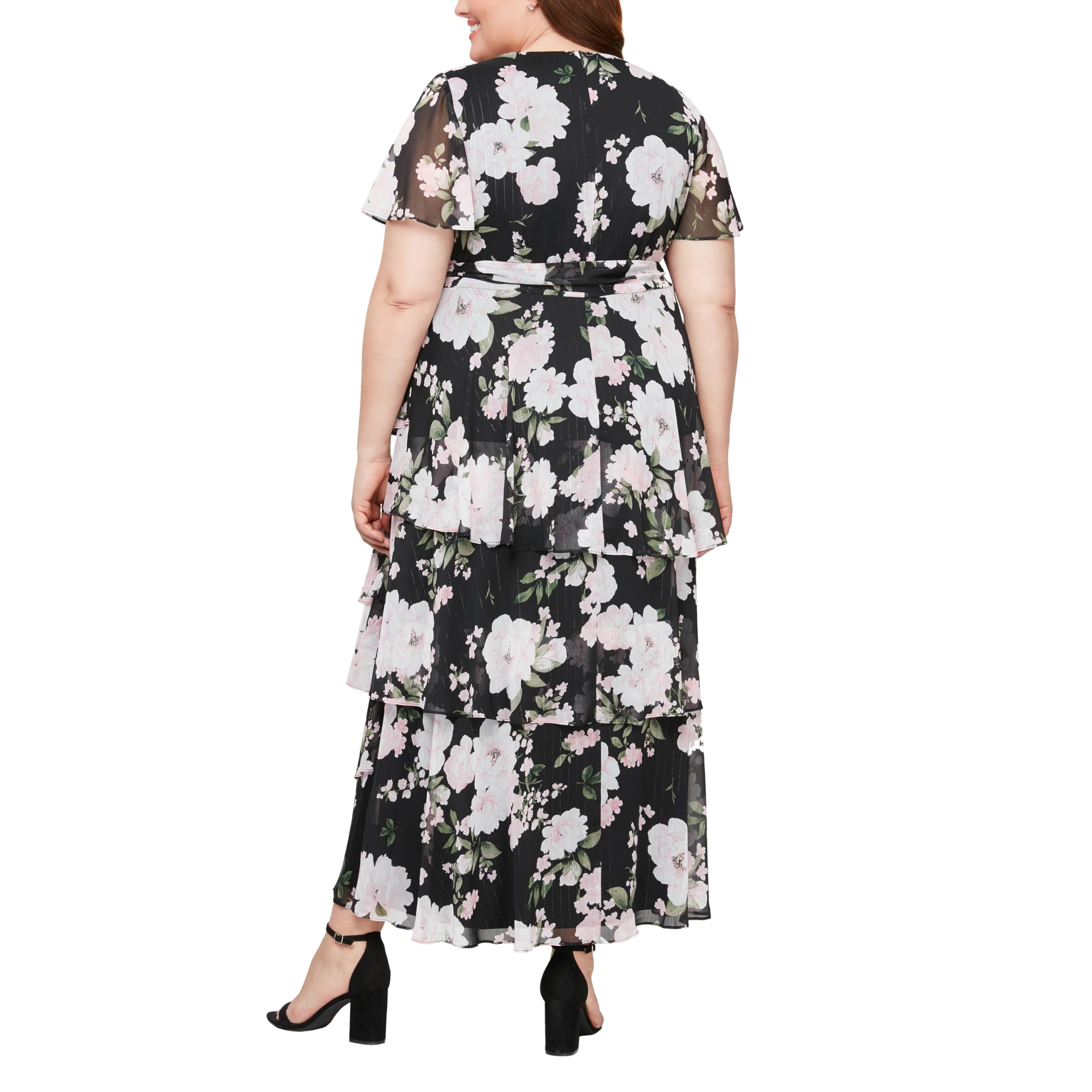 S.L. Fashions Women's Plus Size Tiered Maxi Dress - Flowy Summer Casual Dress for Beach, Vacation & Everyday Wear