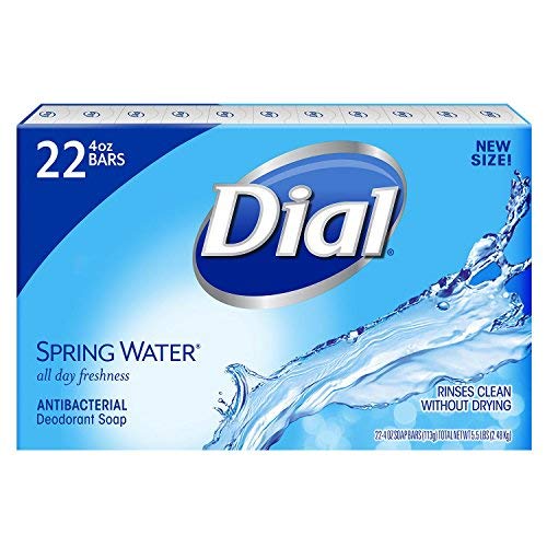 Dial Antibacterial Bar Soap, Spring Water Scent - Pack of 44 Bars | Gentle Cleansing for Hands & Body | Ideal for Home, Gym & Travel Use