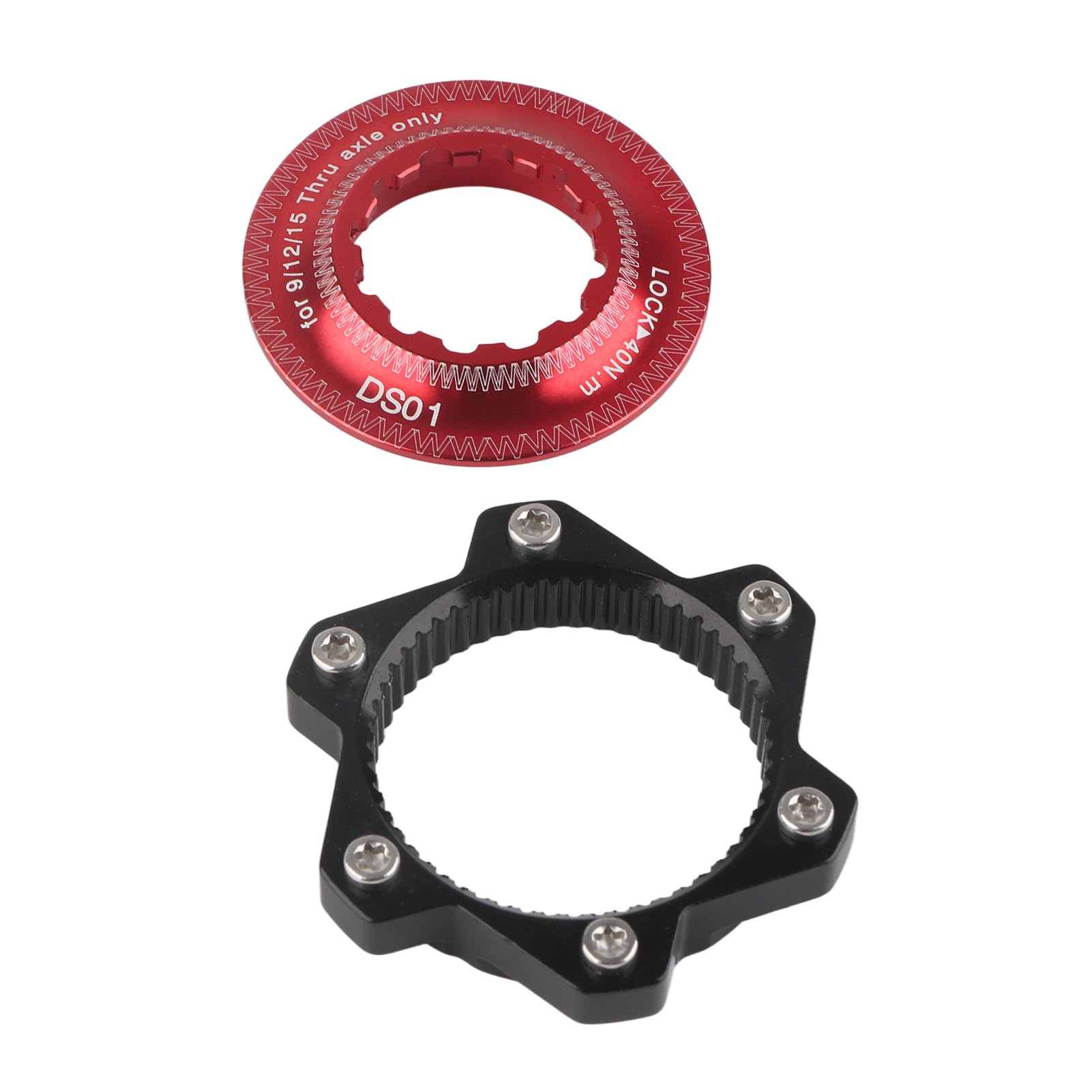 VGEBY Center Lock Hub Adapter 6 Bolt Disc Rotor Set (Red+Black) - for Bike & Motorcycle Upgrades