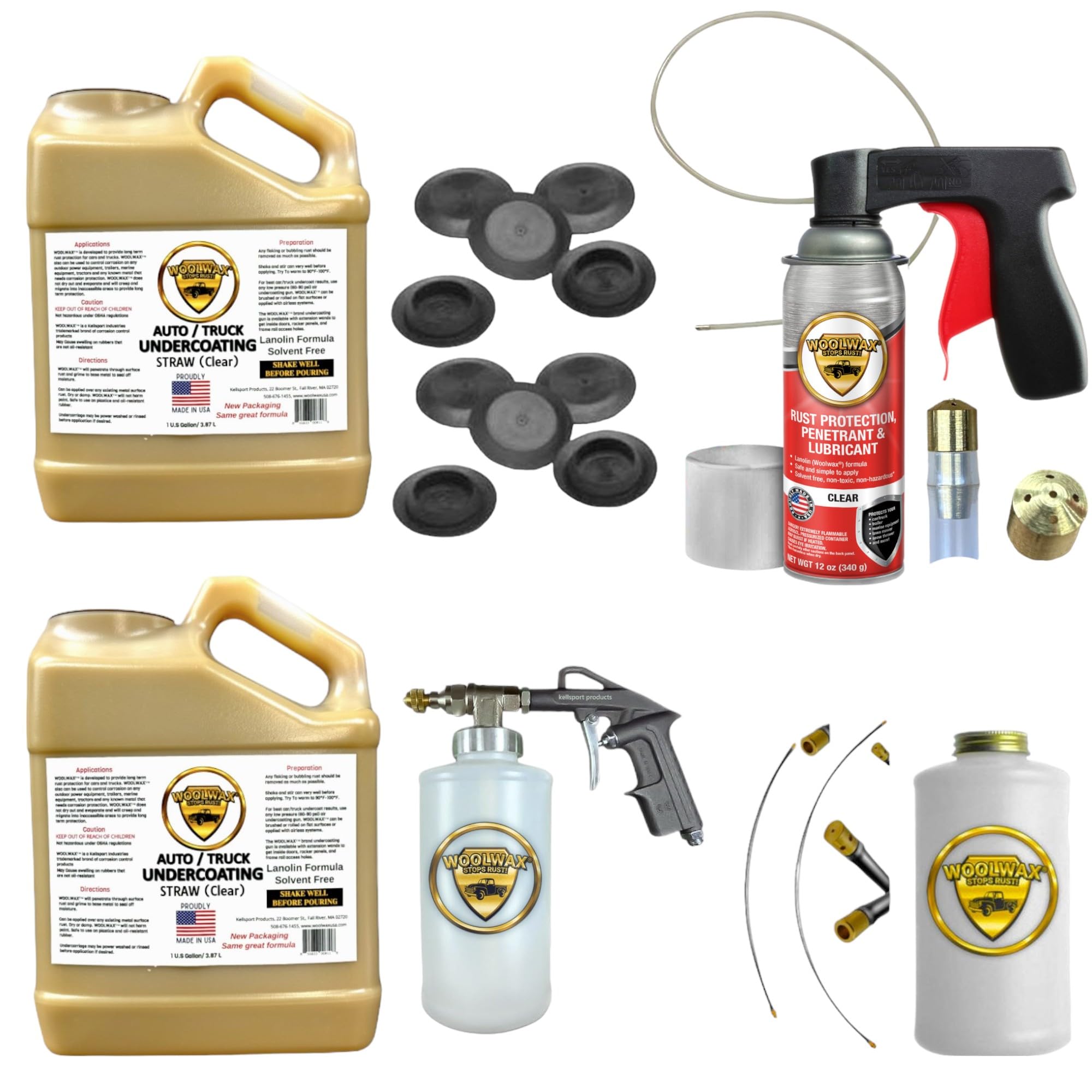 2 Gallon Woolwax Undercoating Kit Bundle with PRO Spray Gun & 2 Wands - Clear Straw Color | Rust Protection for Trucks, Cars, SUVs & Heavy Equipment | DIY Vehicle Underbody Coating Application
