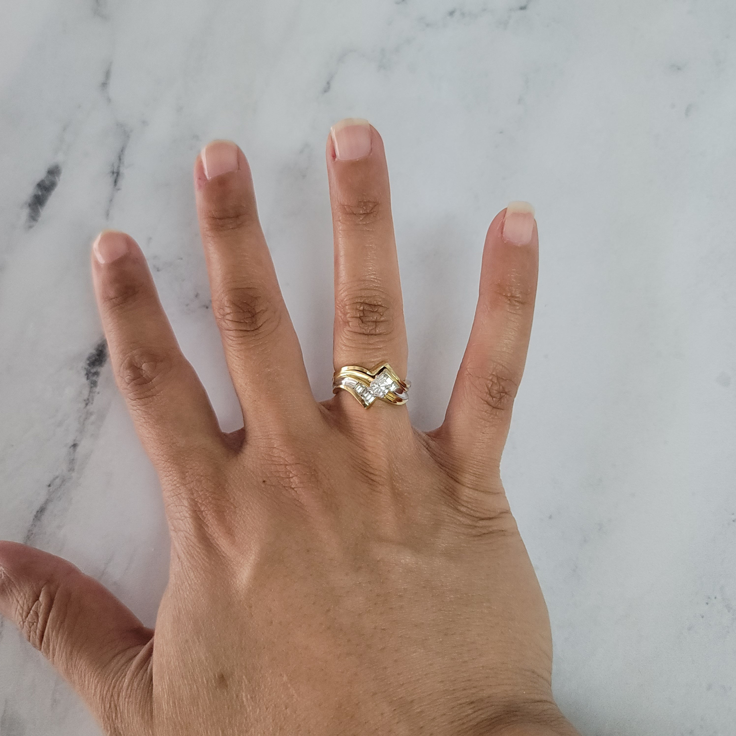 0.75cttw Diamond Wedding Ring Set in 14k Two-Tone Gold - Elegant Bridal Jewelry for Engagement & Anniversary Gifts