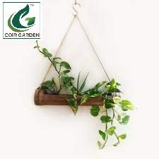 Hanging Bamboo Planters with Adjustable Rope - Natural Bamboo Stand & Pot for Indoor Plants - Perfect for Home Decor, Balcony, and Garden - Pack of 1
