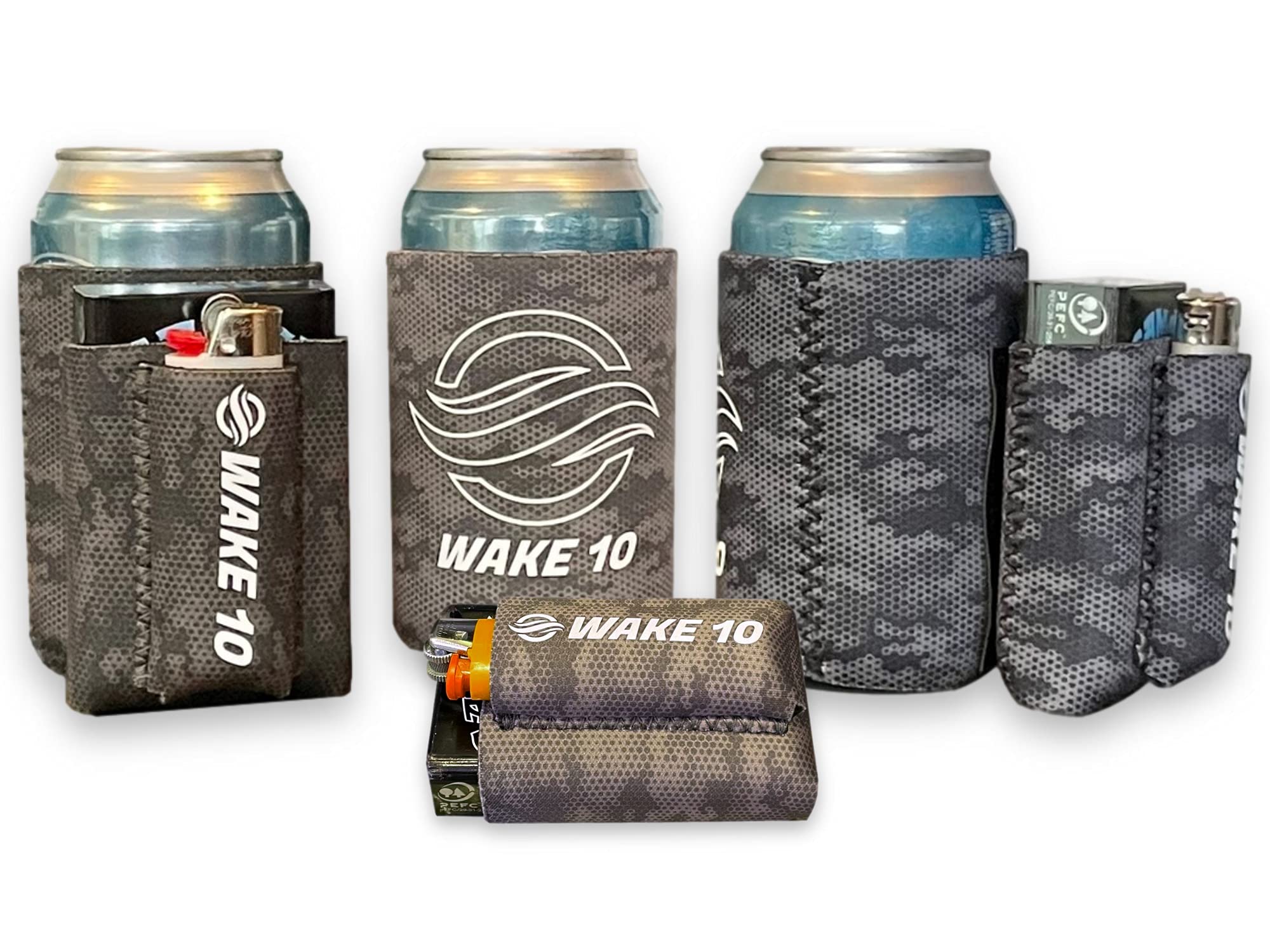 Magnetic Can Cooler with Detachable Cigarette & Lighter Holder - Camouflage Design (3 Pack) | Perfect for Camping, Fishing, Tailgating & Outdoor Parties