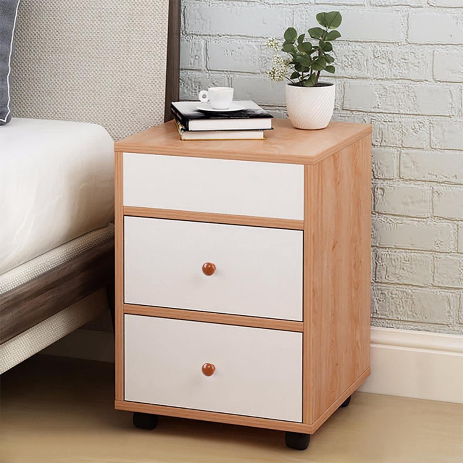 Modern Yellow Iron & MDF Wood Nightstand with Removable Storage Cabinet - Bedside Lifting Table for Bedroom Organization | Contemporary Bedroom Furniture for Small Spaces & Apartment Living